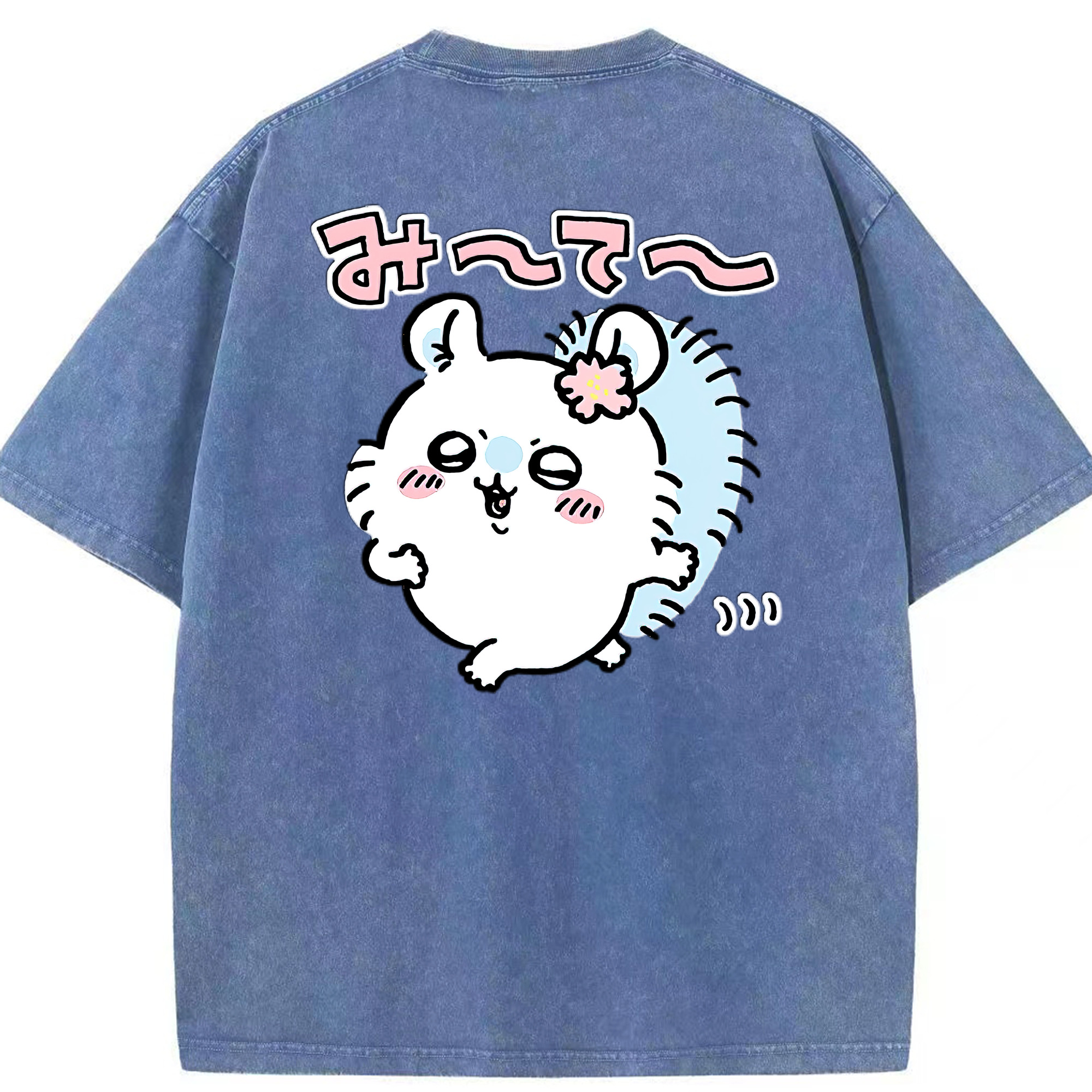 （画像用） ちいかわ モモンガ Chii-kawa Momonga 綿100% ヴィンテージ風 半袖Tシャツ（背面プリント）