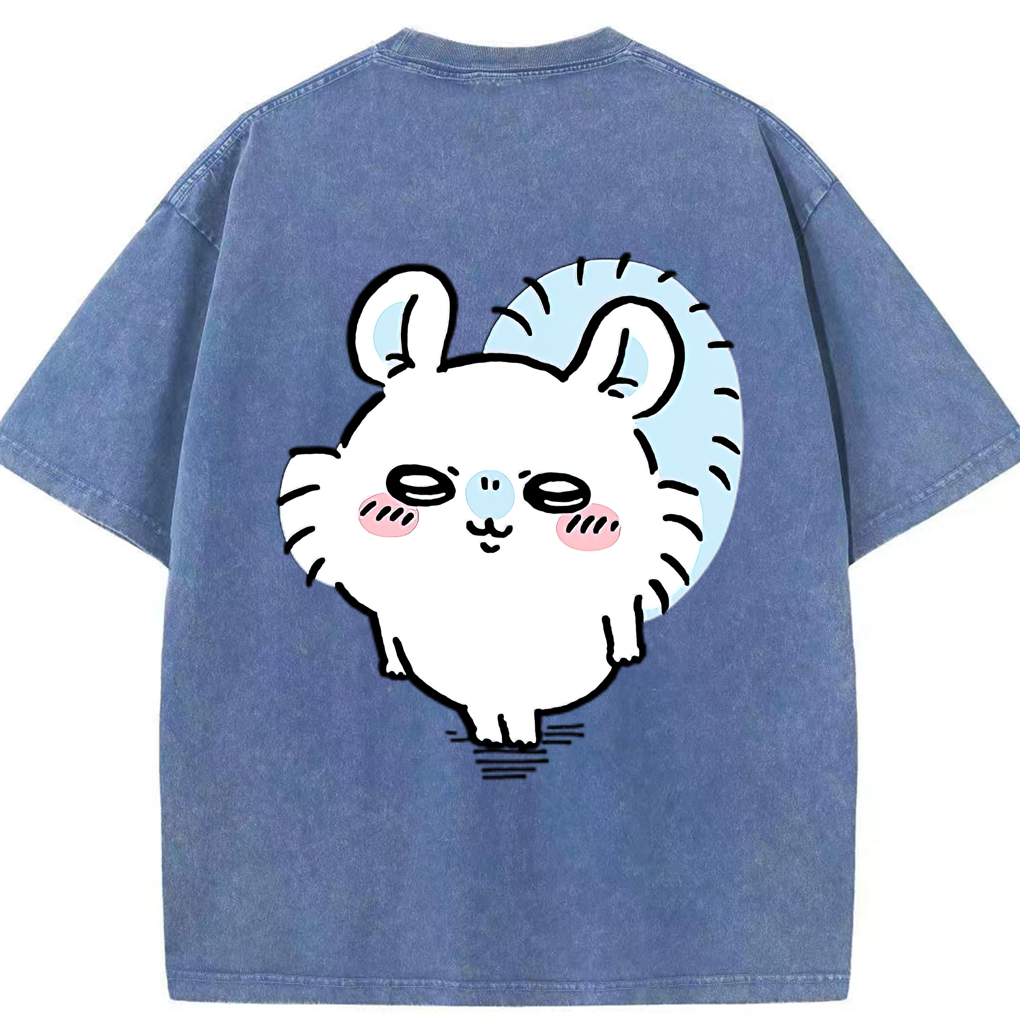 （画像用） ちいかわ モモンガ Chii-kawa Momonga 綿100% ヴィンテージ風 半袖Tシャツ（背面プリント）