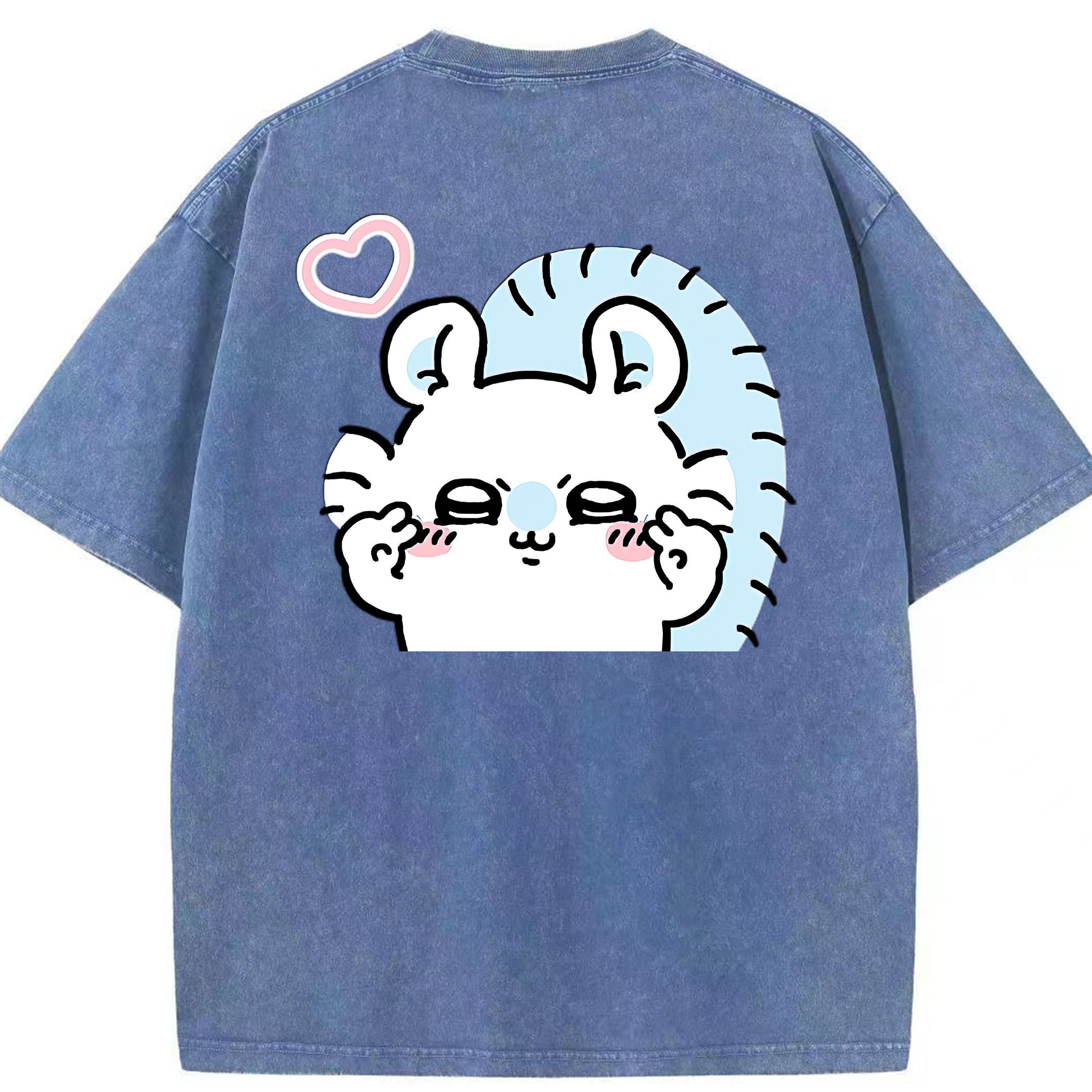 （画像用） ちいかわ モモンガ Chii-kawa Momonga 綿100% ヴィンテージ風 半袖Tシャツ（背面プリント）