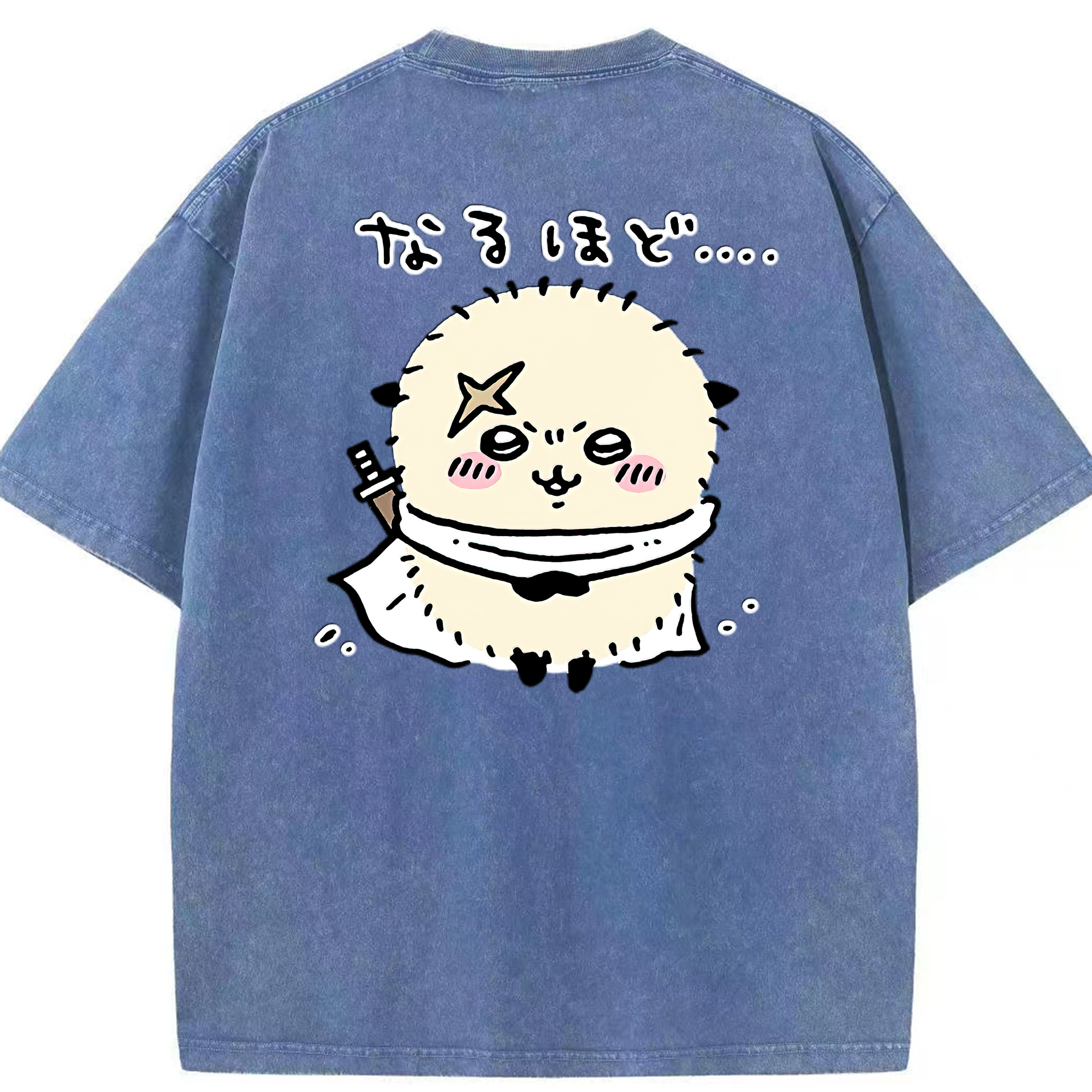 （画像用） ちいかわ ラッコ Chii-kawa Sea otter 綿100% ヴィンテージ風 半袖Tシャツ（背面プリント）