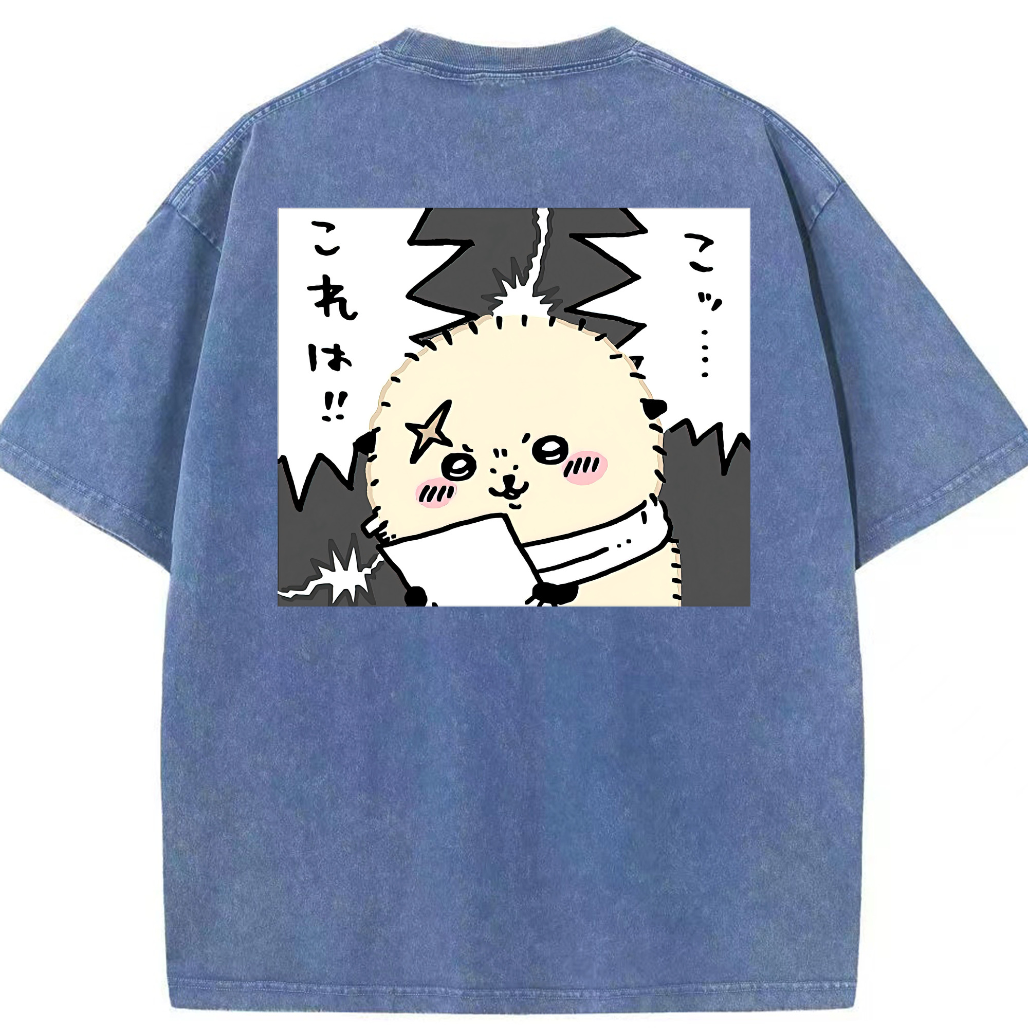 （画像用） ちいかわ ラッコ Chii-kawa Sea otter 綿100% ヴィンテージ風 半袖Tシャツ（背面プリント）