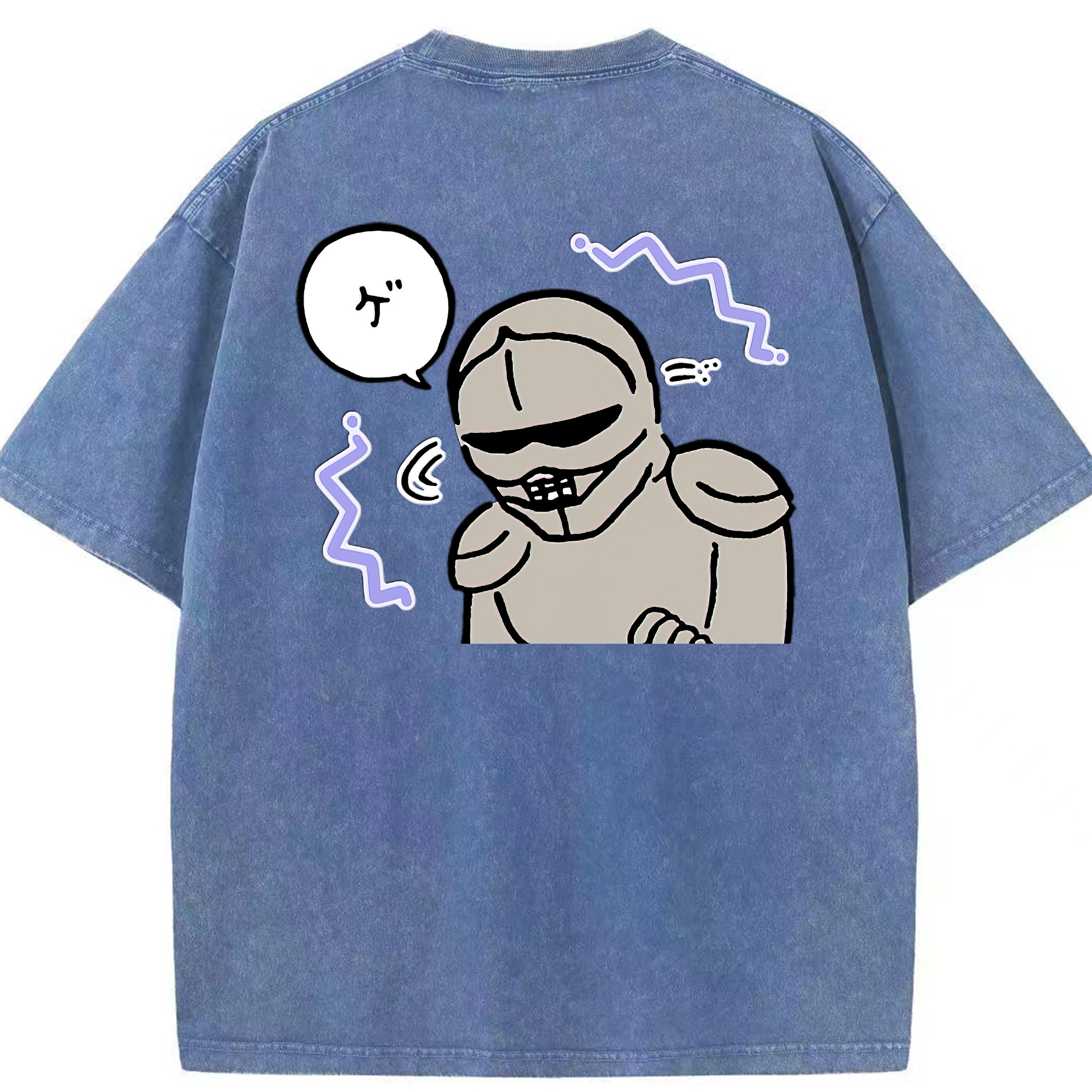 （画像用） ちいかわ 労働の鎧さん Chii-kawa Mr. Armor of Labor 綿100% ヴィンテージ風 半袖Tシャツ（背面プリント）