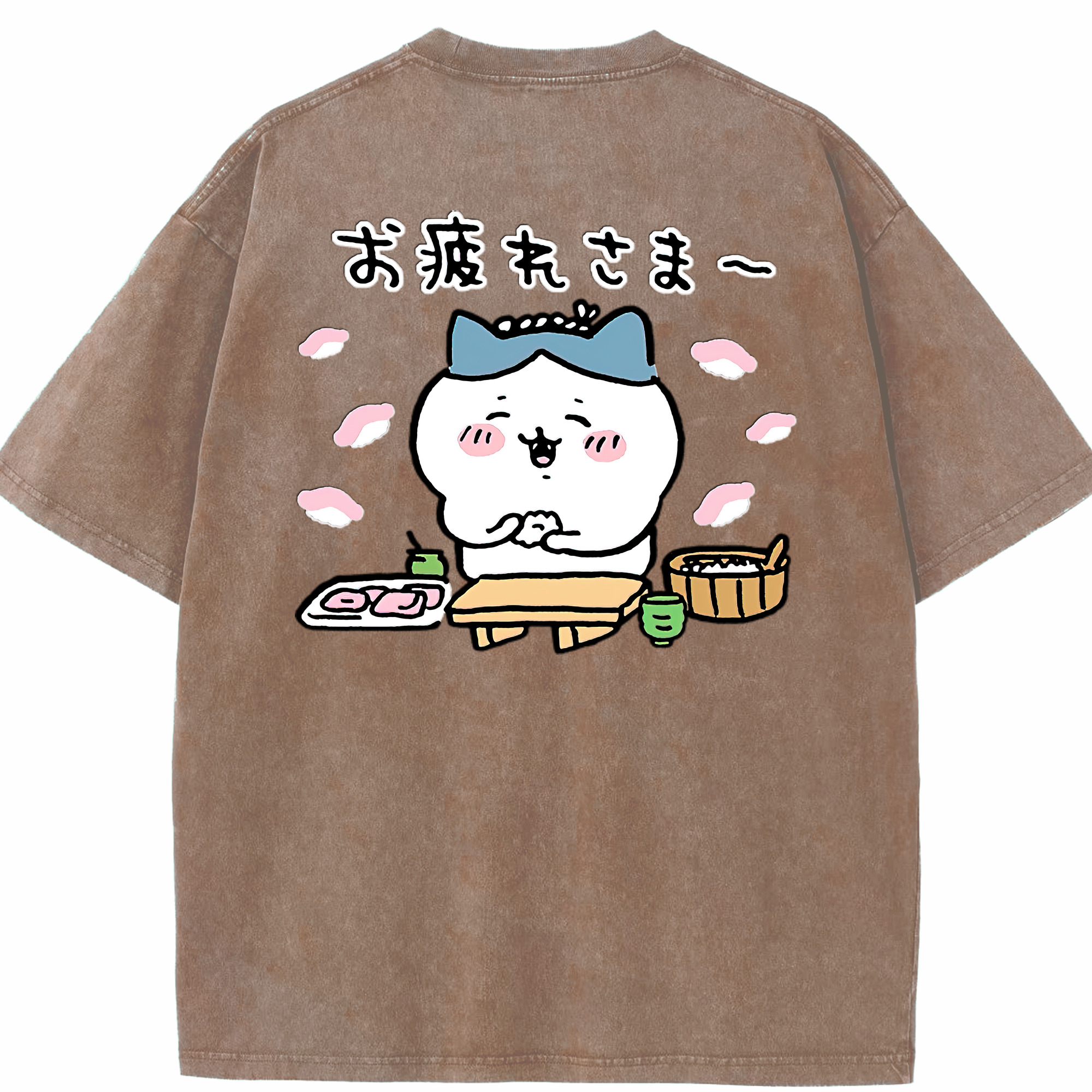 （画像用） ちいかわ ハチワレ Chii-kawa hachiware 綿100% ヴィンテージ風 半袖Tシャツ（背面プリント）