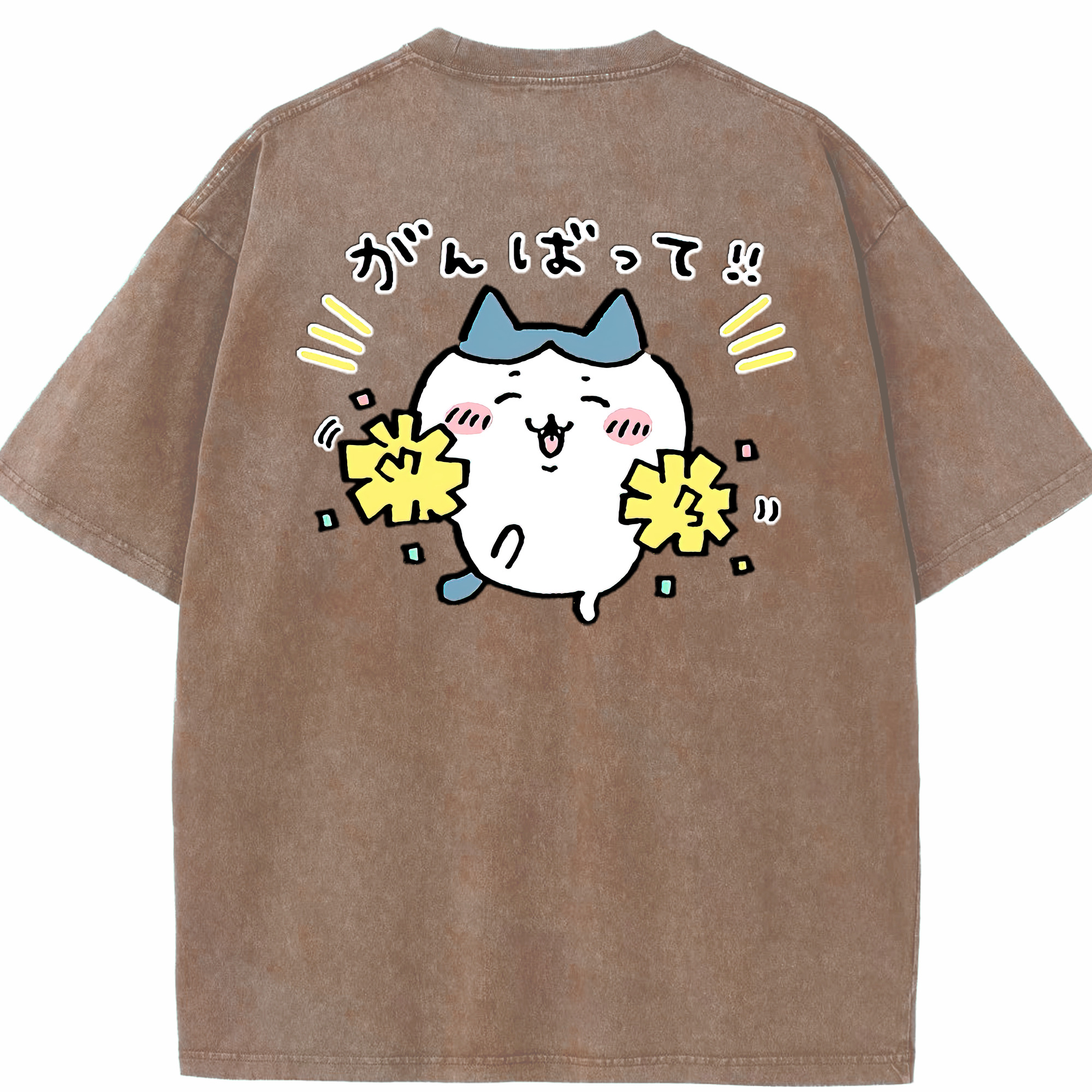 （画像用） ちいかわ ハチワレ Chii-kawa hachiware 綿100% ヴィンテージ風 半袖Tシャツ（背面プリント）