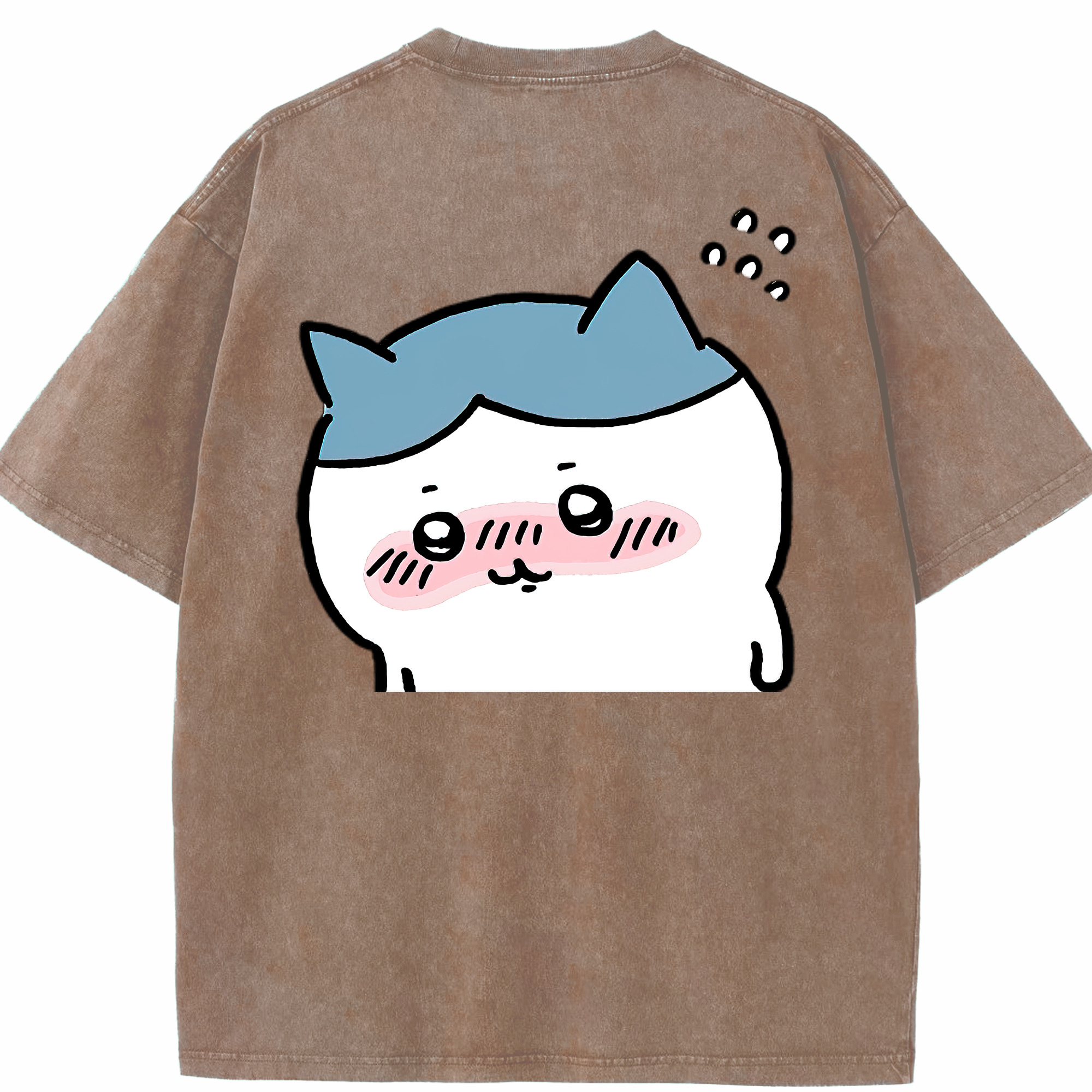 （画像用） ちいかわ ハチワレ Chii-kawa hachiware 綿100% ヴィンテージ風 半袖Tシャツ（背面プリント）