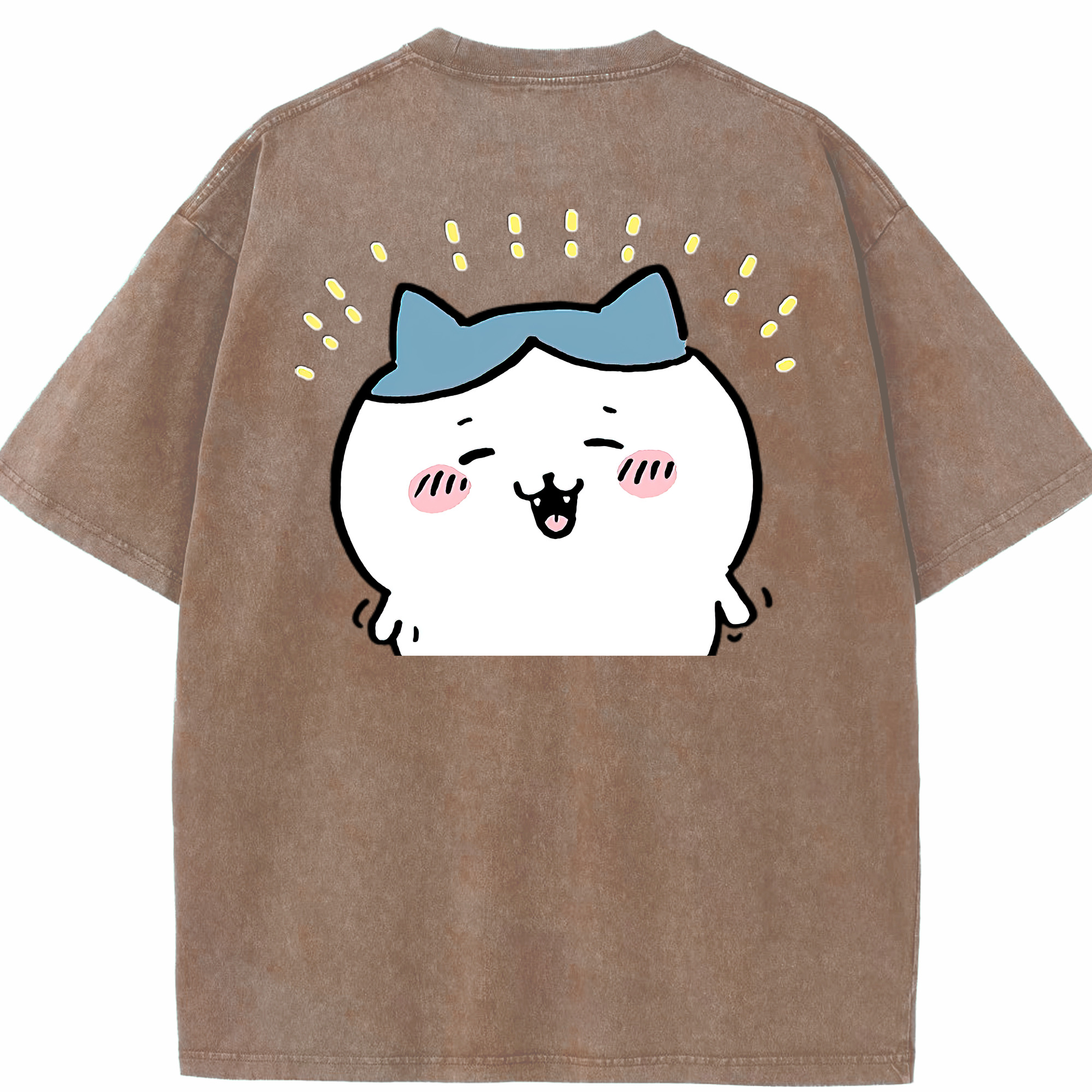 （画像用） ちいかわ ハチワレ Chii-kawa hachiware 綿100% ヴィンテージ風 半袖Tシャツ（背面プリント）