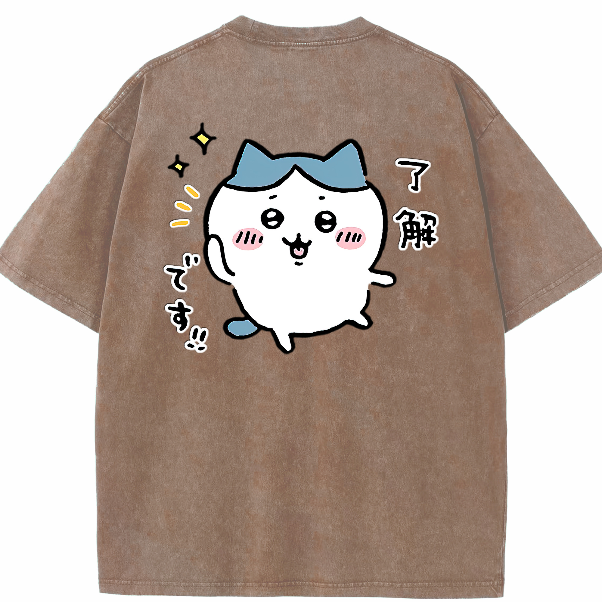 （画像用） ちいかわ ハチワレ Chii-kawa hachiware 綿100% ヴィンテージ風 半袖Tシャツ（背面プリント）