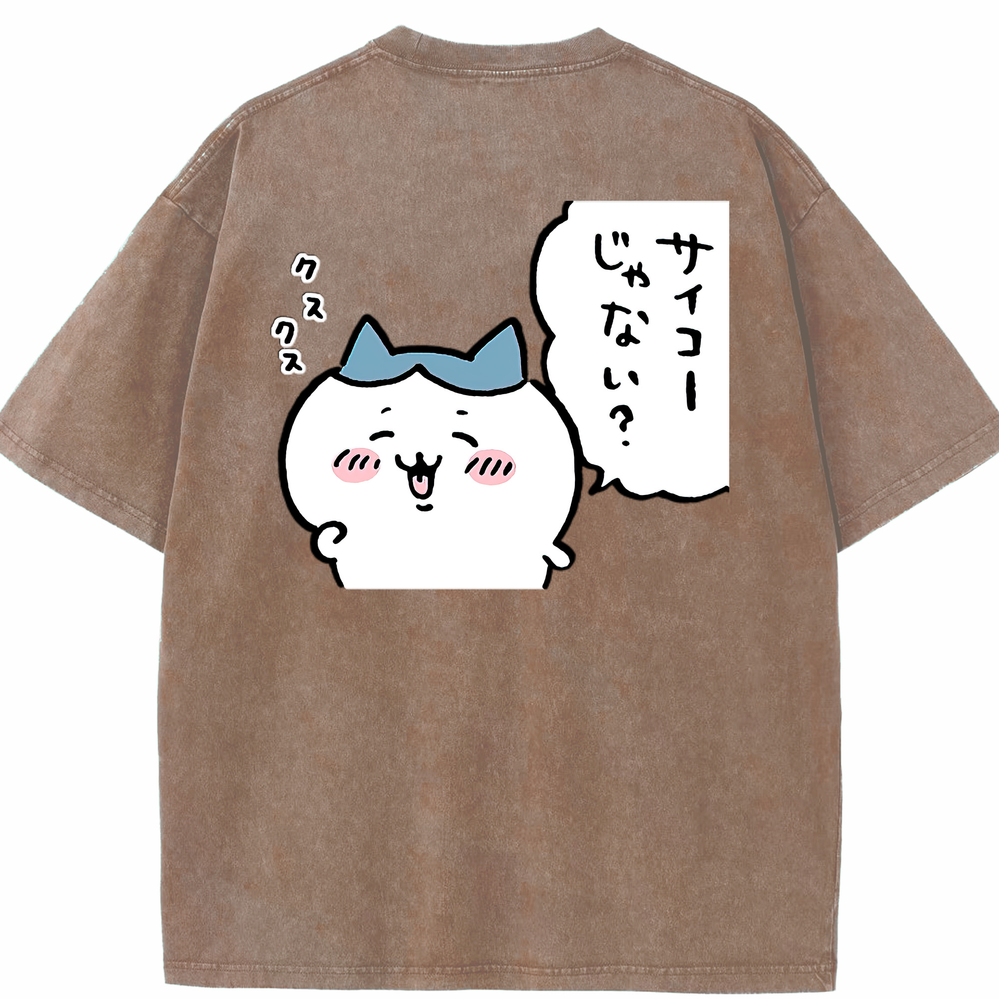 （画像用） ちいかわ ハチワレ Chii-kawa hachiware 綿100% ヴィンテージ風 半袖Tシャツ（背面プリント）