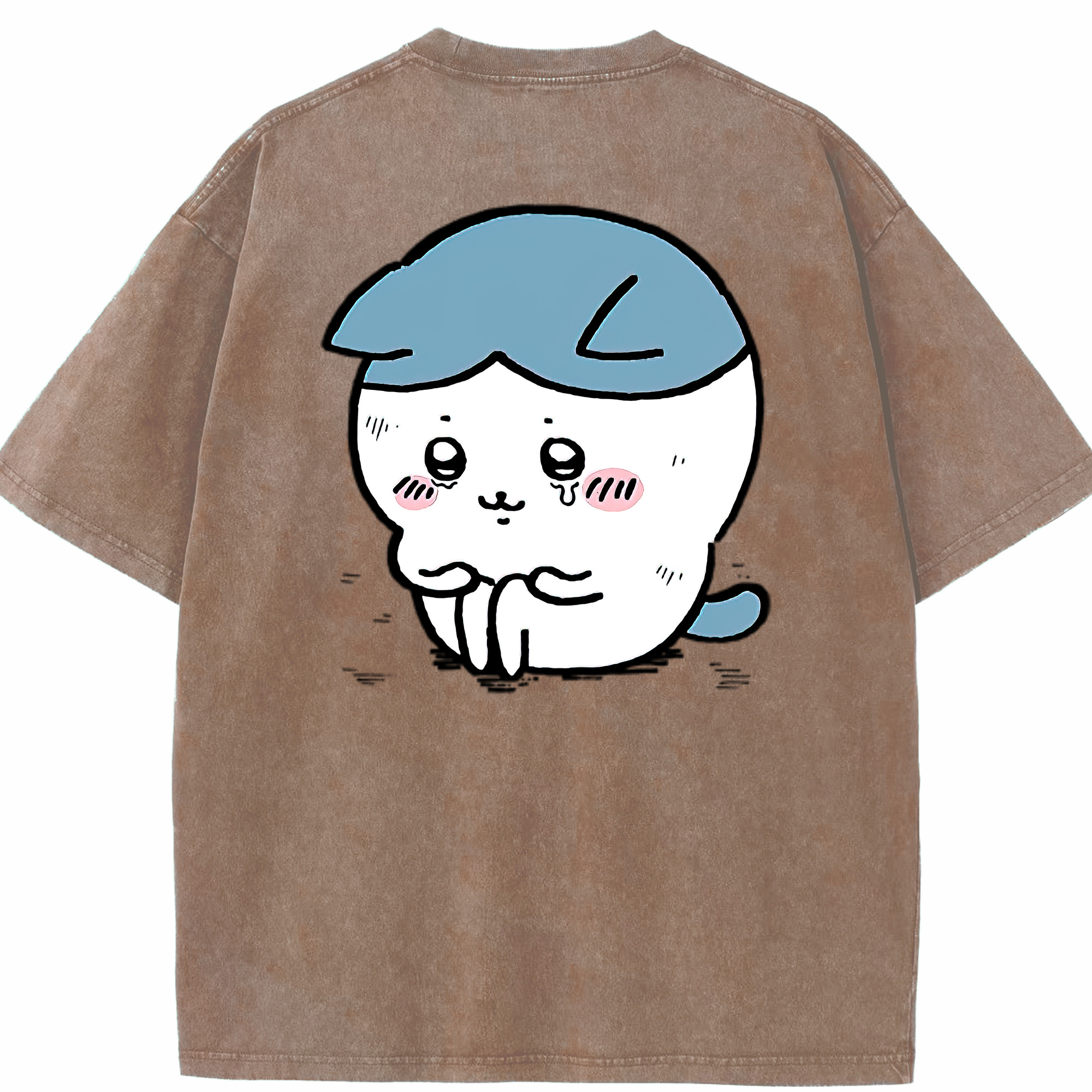 （画像用） ちいかわ ハチワレ Chii-kawa hachiware 綿100% ヴィンテージ風 半袖Tシャツ（背面プリント）