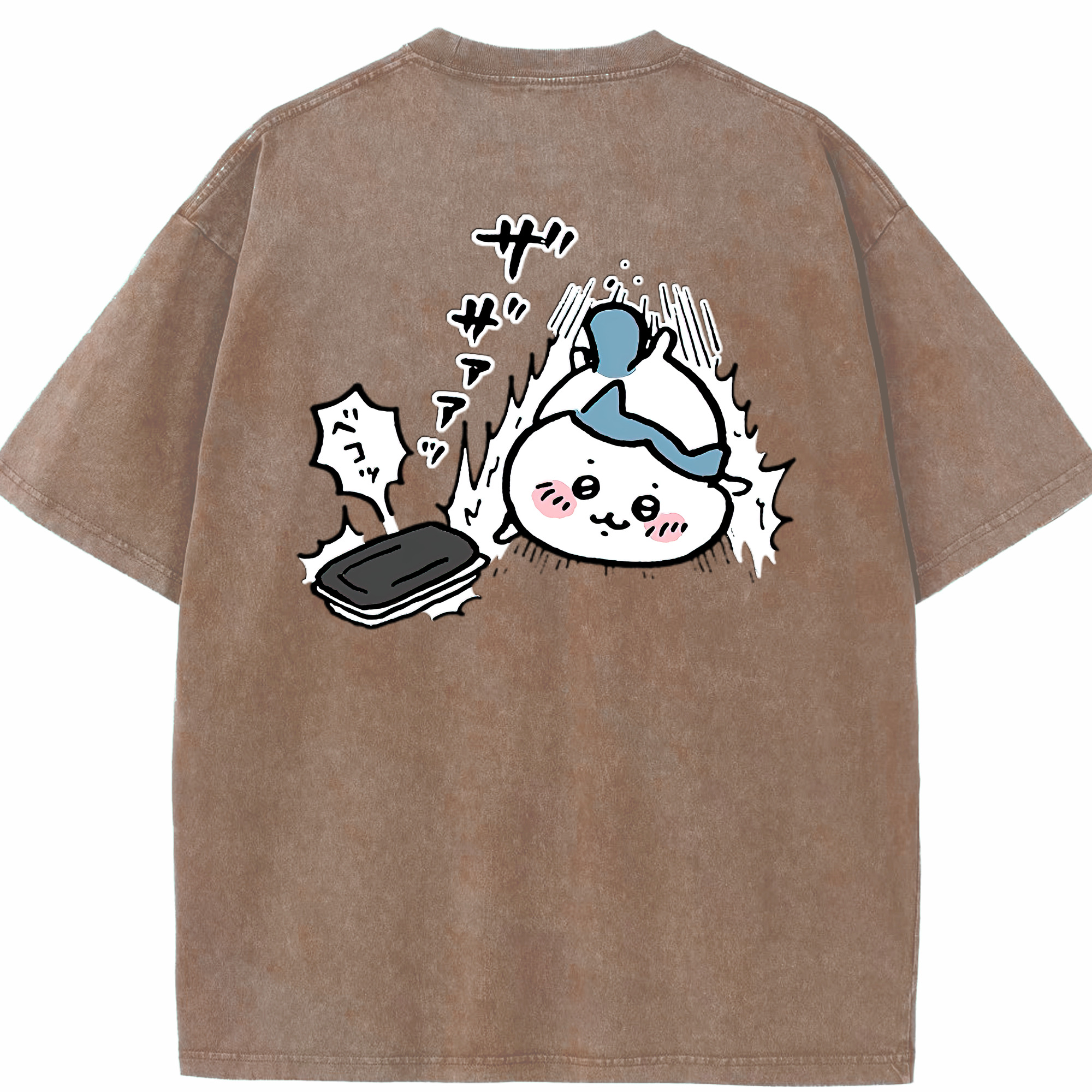 （画像用） ちいかわ ハチワレ Chii-kawa hachiware 綿100% ヴィンテージ風 半袖Tシャツ（背面プリント）