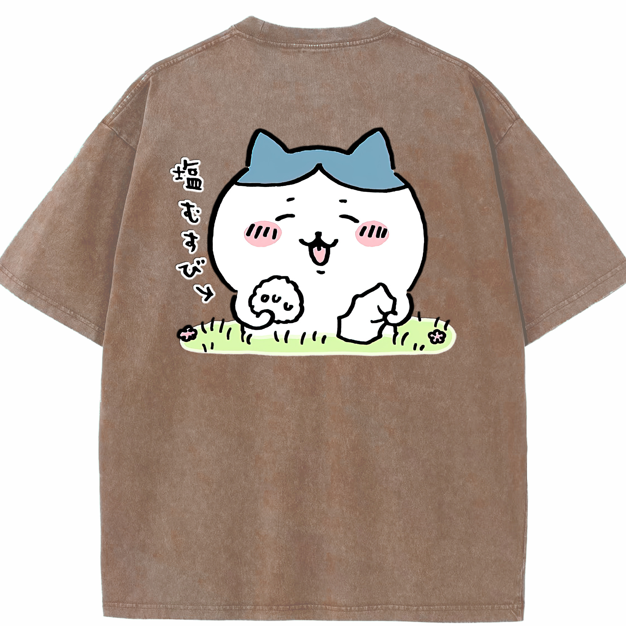 （画像用） ちいかわ ハチワレ Chii-kawa hachiware 綿100% ヴィンテージ風 半袖Tシャツ（背面プリント）