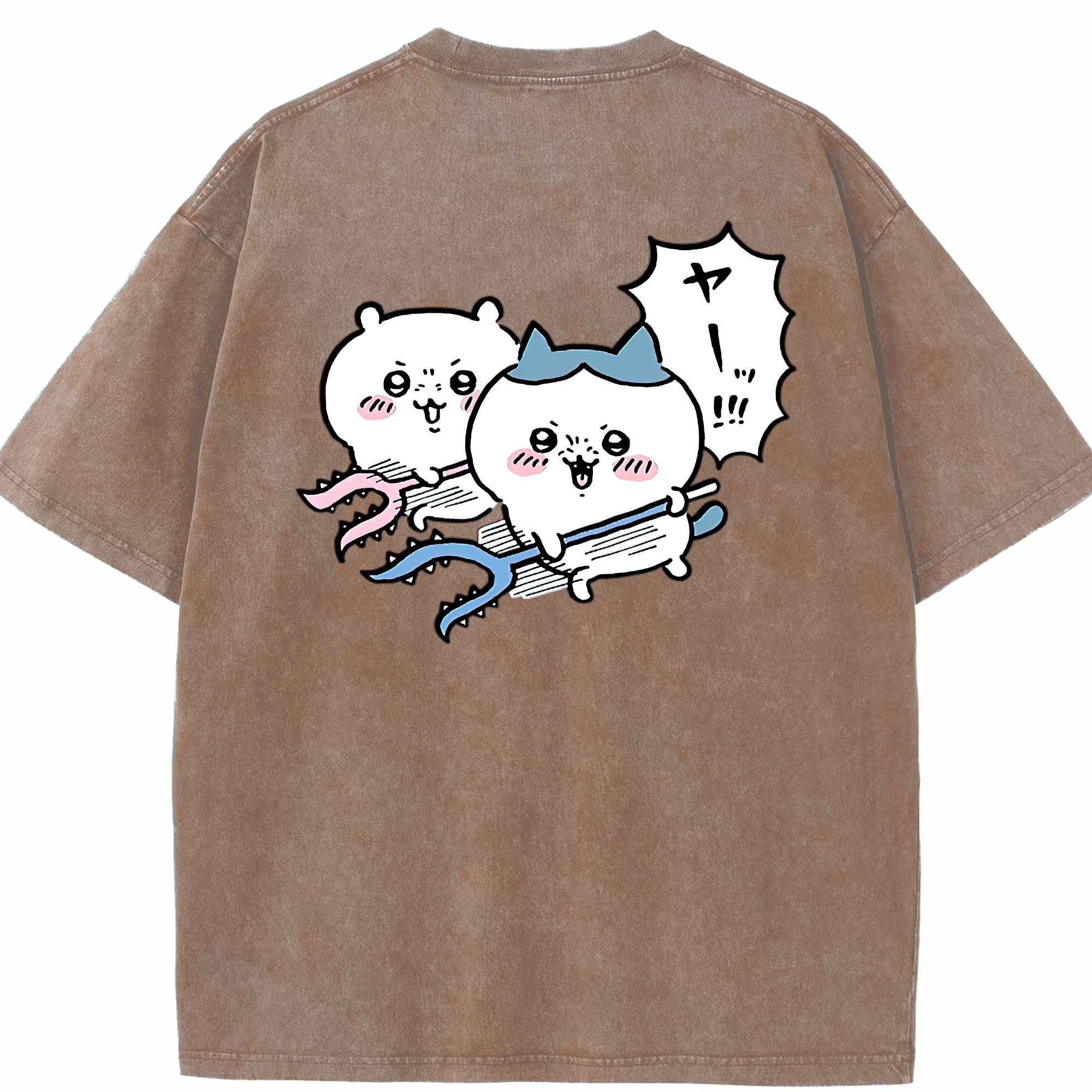 （画像用） ちいかわ ハチワレ Chii-kawa hachiware 綿100% ヴィンテージ風 半袖Tシャツ（背面プリント）