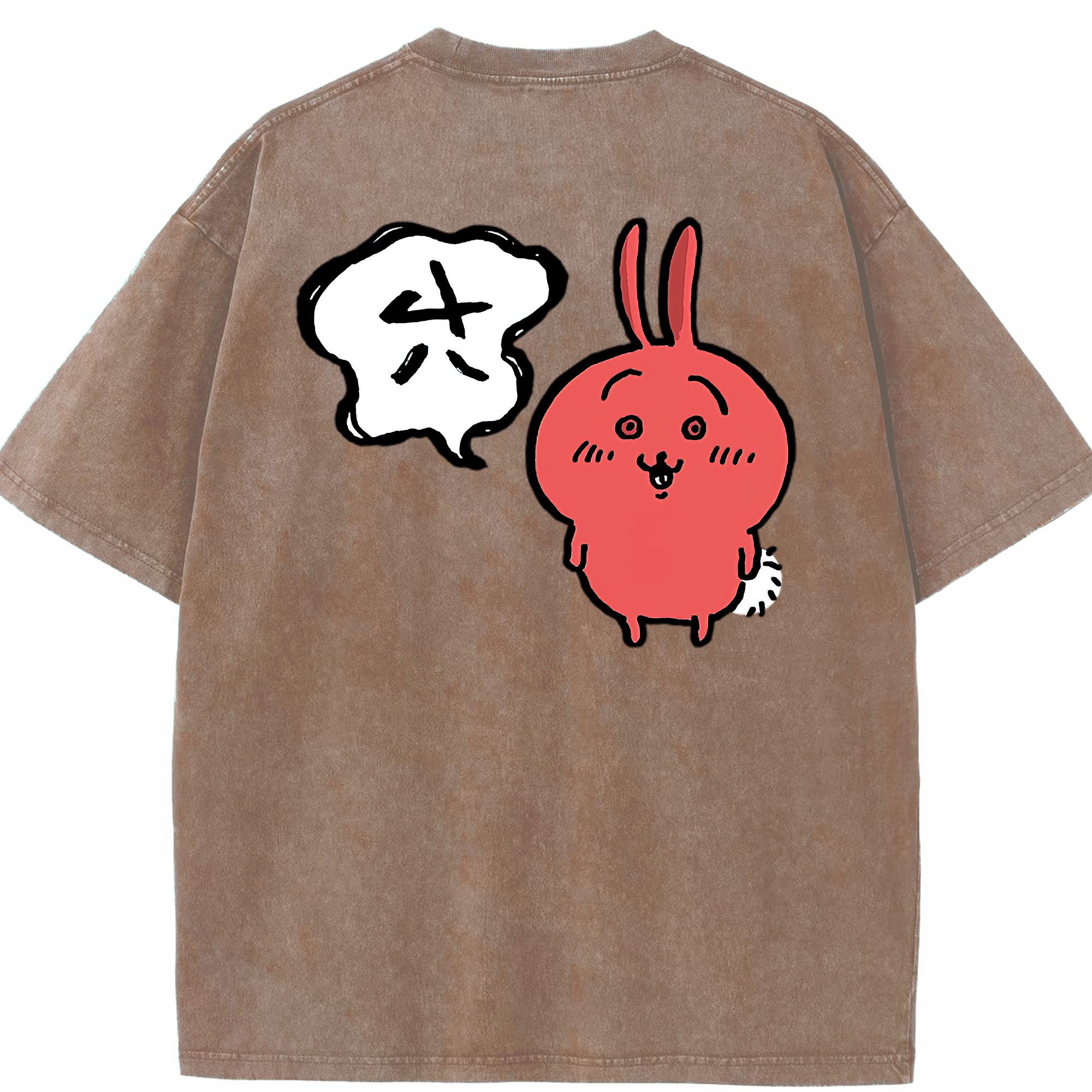 （画像用） ちいかわ ハチワレ Chii-kawa hachiware 綿100% ヴィンテージ風 半袖Tシャツ（背面プリント）