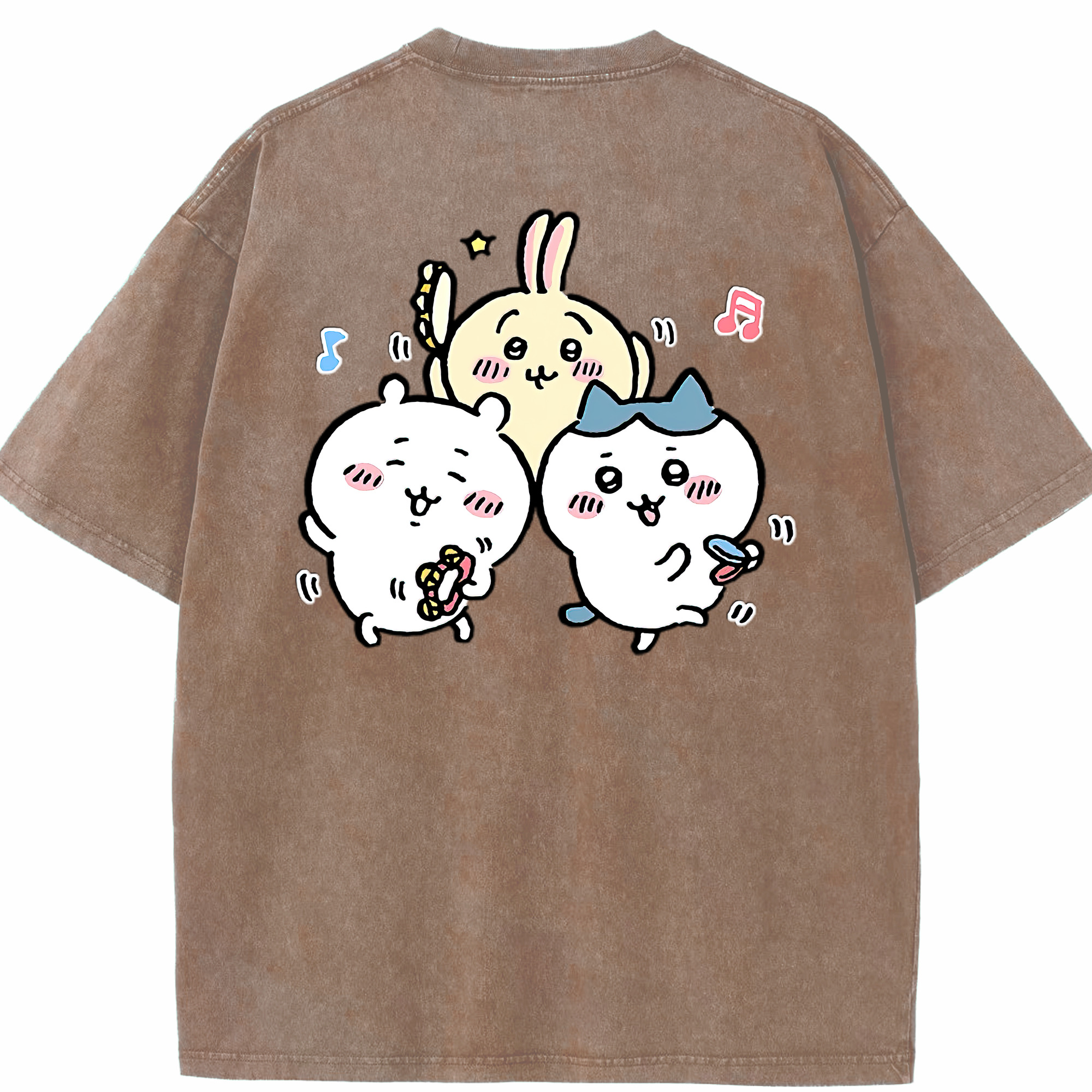 （画像用） ちいかわ ハチワレ Chii-kawa hachiware 綿100% ヴィンテージ風 半袖Tシャツ（背面プリント）