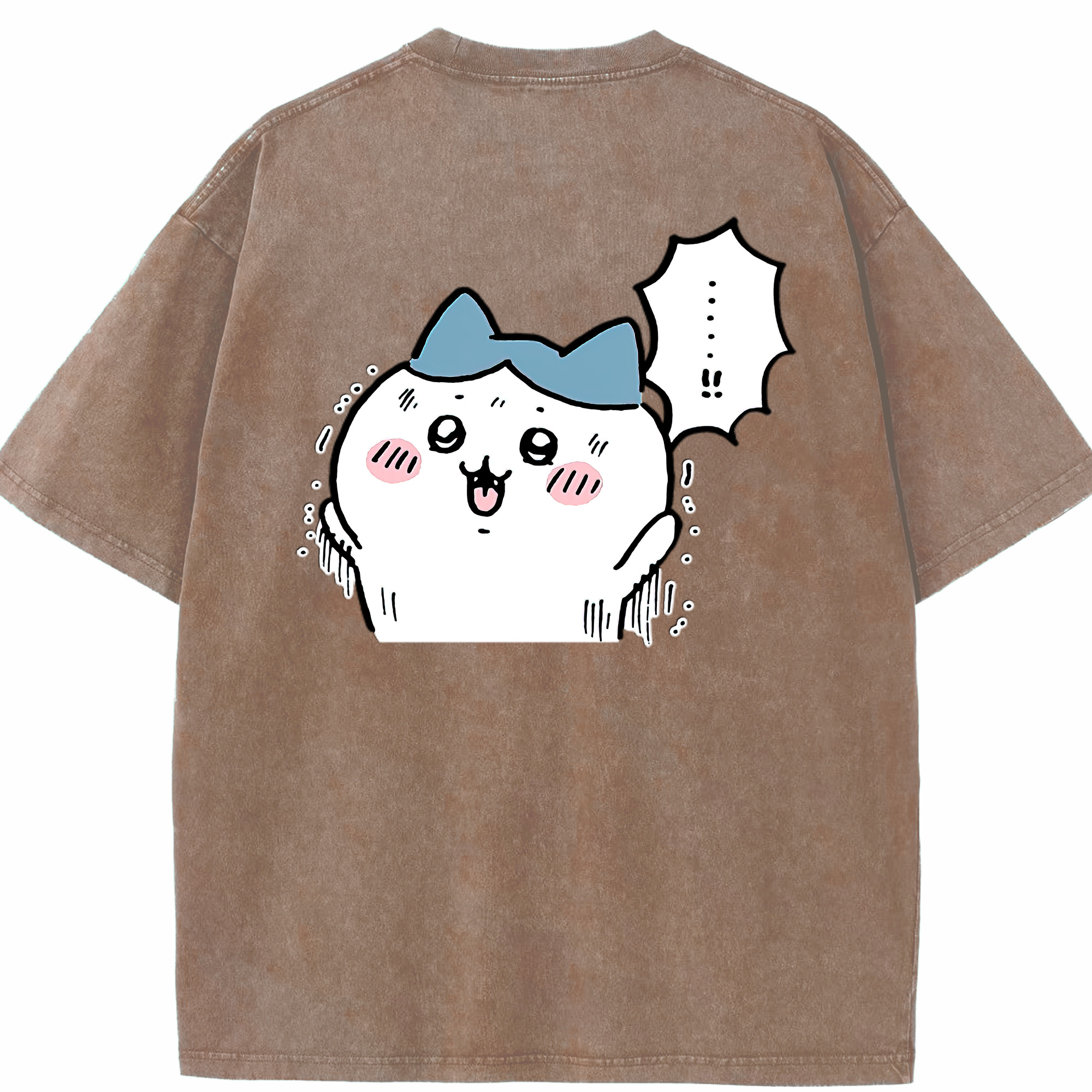 （画像用） ちいかわ ハチワレ Chii-kawa hachiware 綿100% ヴィンテージ風 半袖Tシャツ（背面プリント）