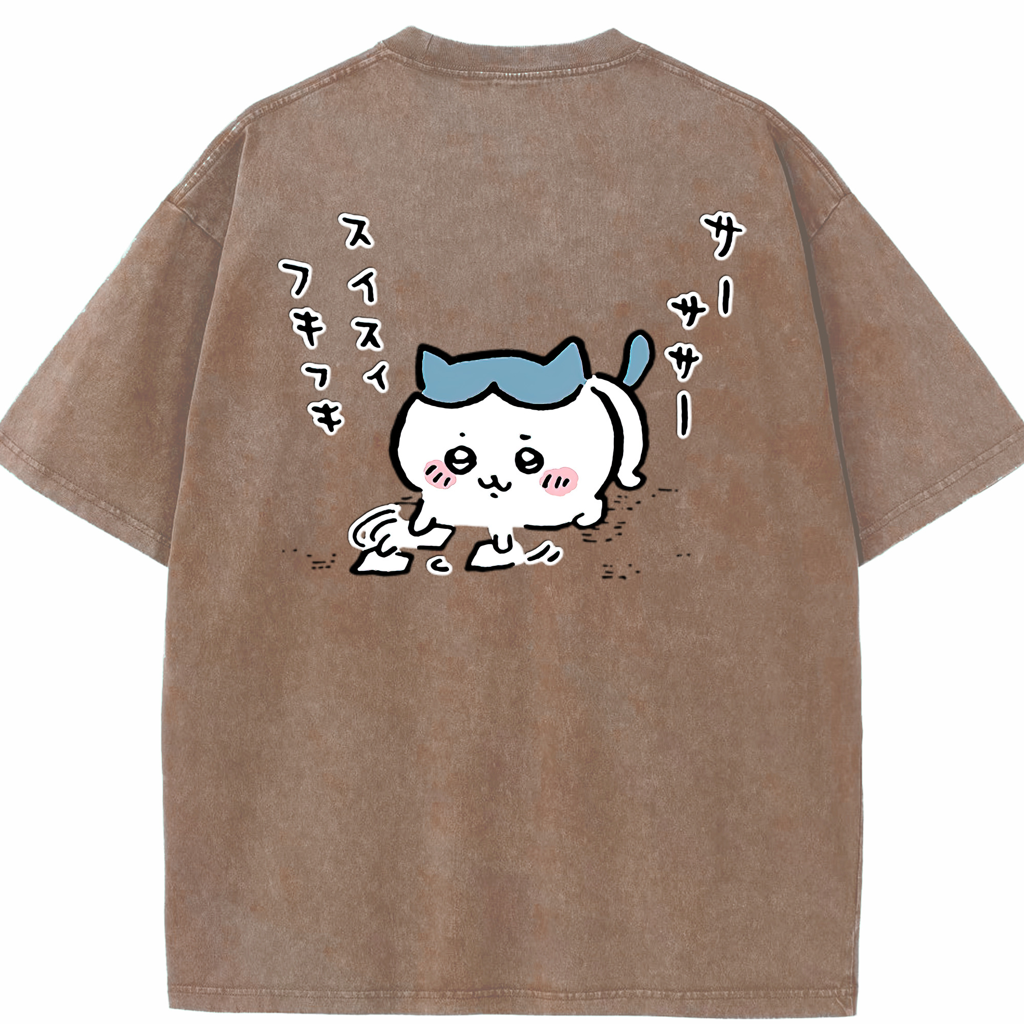 （画像用） ちいかわ ハチワレ Chii-kawa hachiware 綿100% ヴィンテージ風 半袖Tシャツ（背面プリント）
