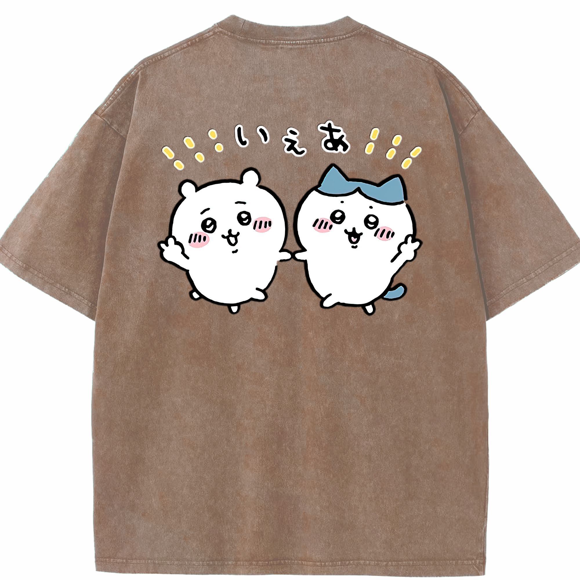 （画像用） ちいかわ ハチワレ Chii-kawa hachiware 綿100% ヴィンテージ風 半袖Tシャツ（背面プリント）