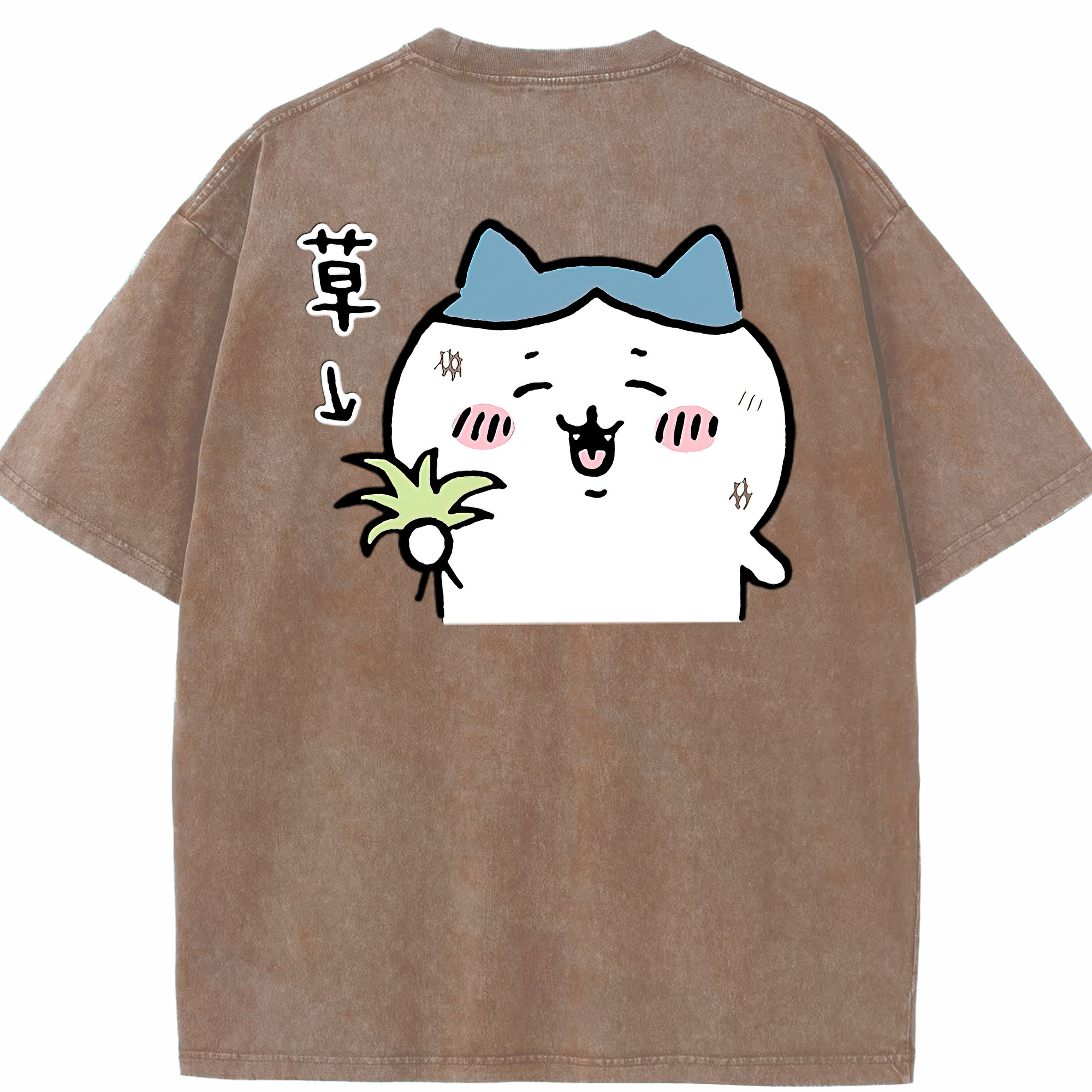 （画像用） ちいかわ ハチワレ Chii-kawa hachiware 綿100% ヴィンテージ風 半袖Tシャツ（背面プリント）