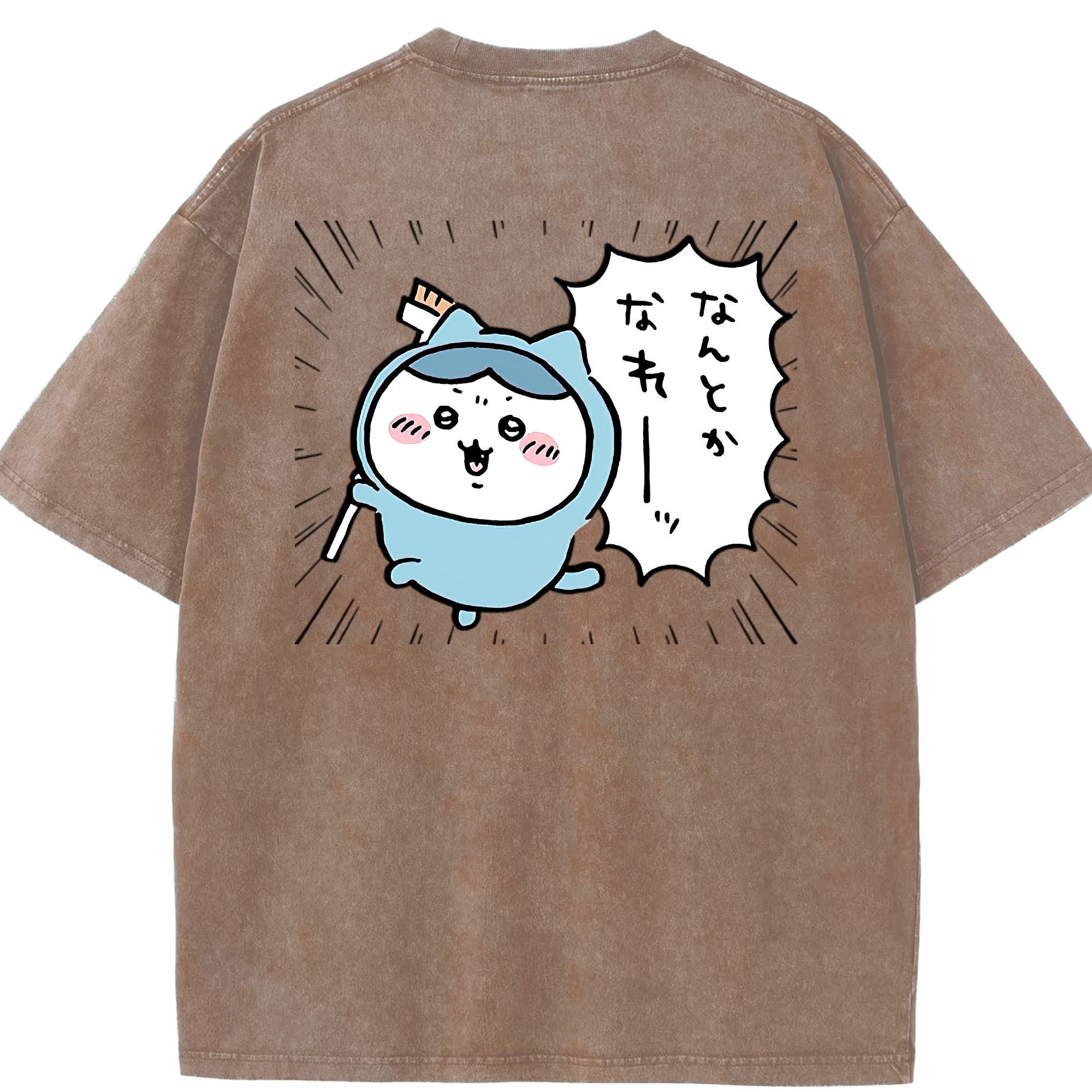 （画像用） ちいかわ ハチワレ Chii-kawa hachiware 綿100% ヴィンテージ風 半袖Tシャツ（背面プリント）