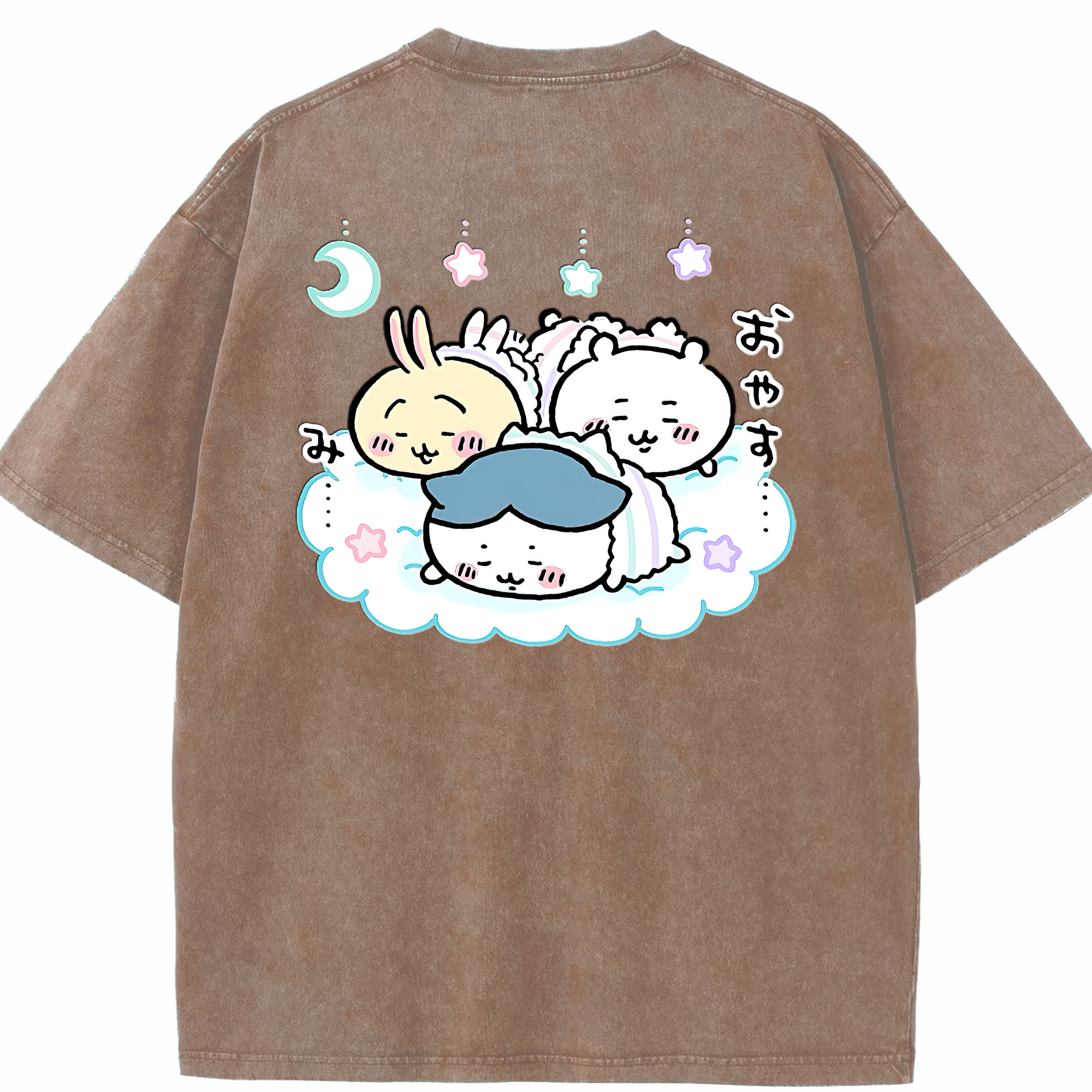 （画像用） ちいかわ ハチワレ Chii-kawa hachiware 綿100% ヴィンテージ風 半袖Tシャツ（背面プリント）