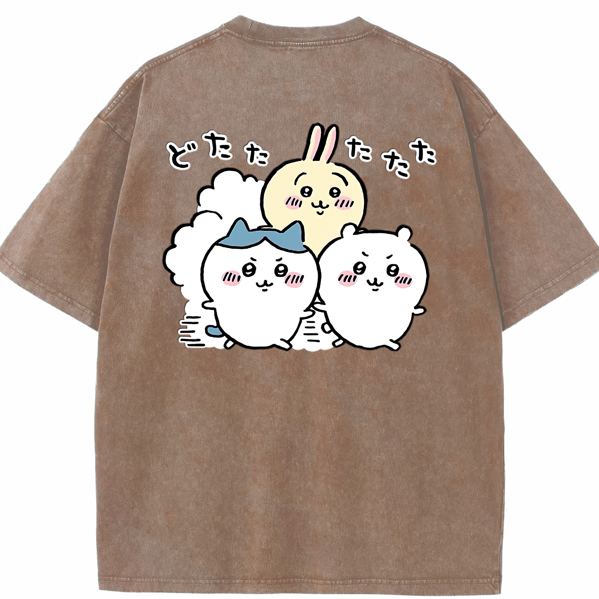 （画像用） ちいかわ ハチワレ Chii-kawa hachiware 綿100% ヴィンテージ風 半袖Tシャツ（背面プリント）