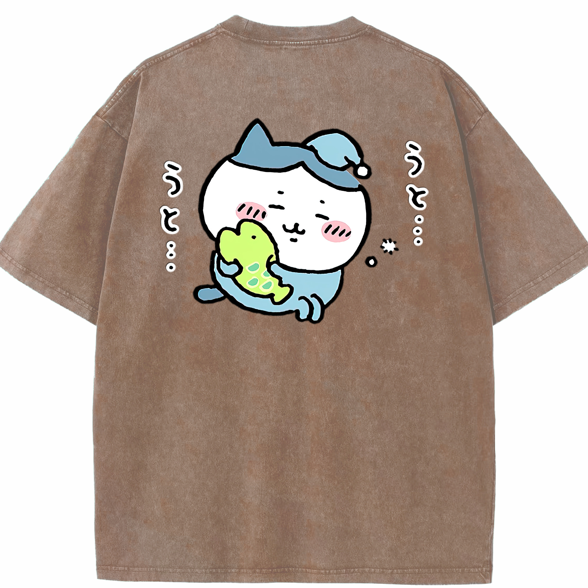 （画像用） ちいかわ ハチワレ Chii-kawa hachiware 綿100% ヴィンテージ風 半袖Tシャツ（背面プリント）