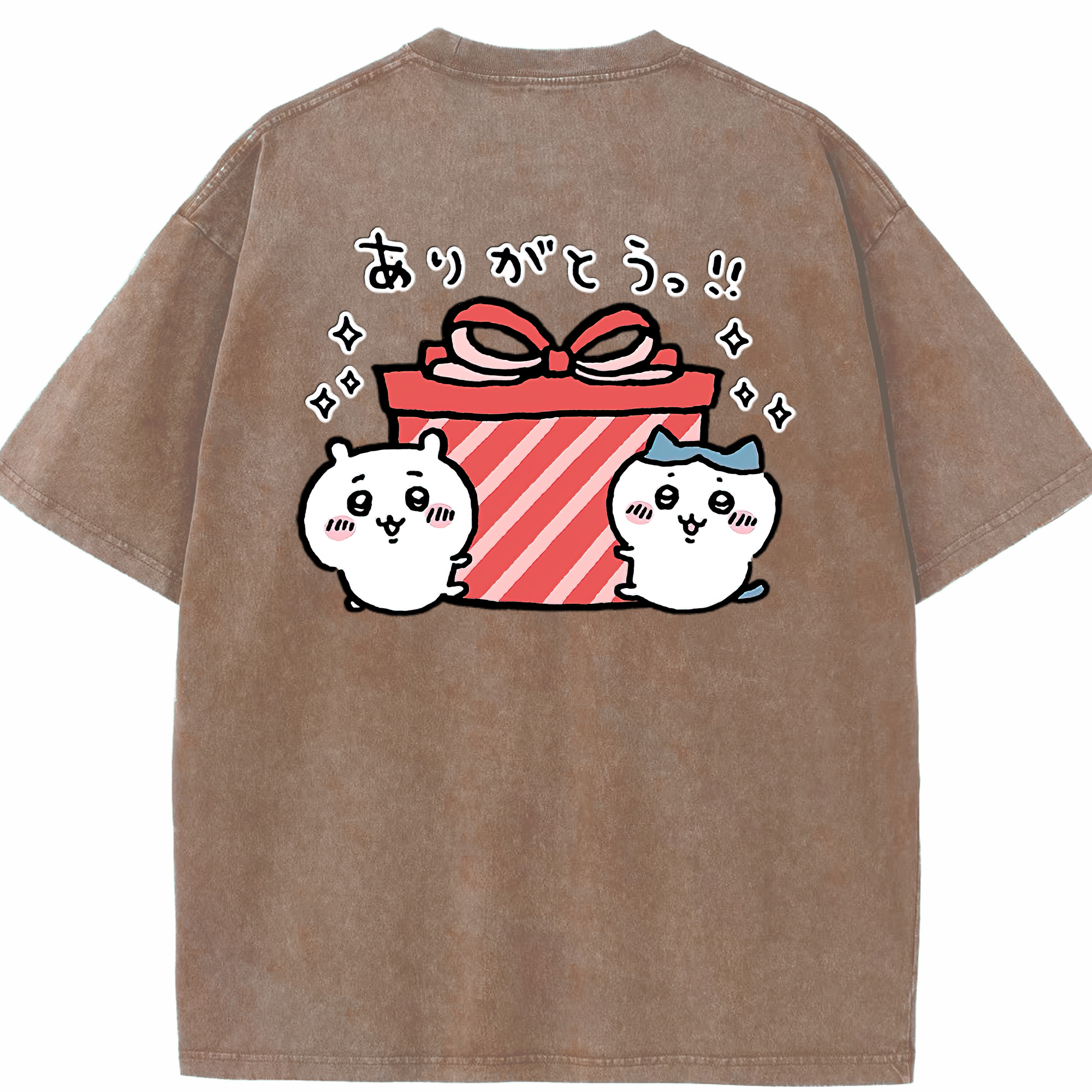 （画像用） ちいかわ ハチワレ Chii-kawa hachiware 綿100% ヴィンテージ風 半袖Tシャツ（背面プリント）
