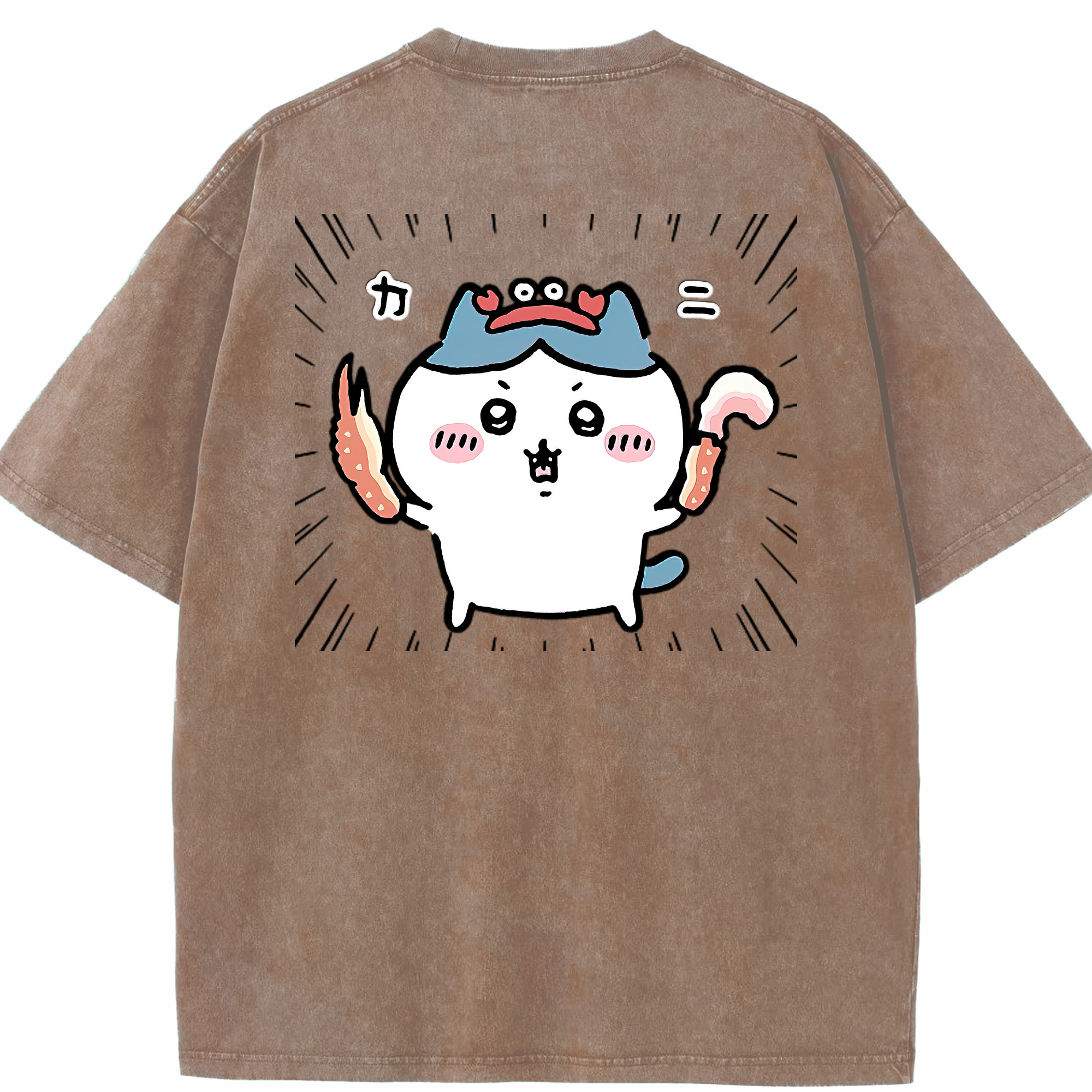 （画像用） ちいかわ ハチワレ Chii-kawa hachiware 綿100% ヴィンテージ風 半袖Tシャツ（背面プリント）