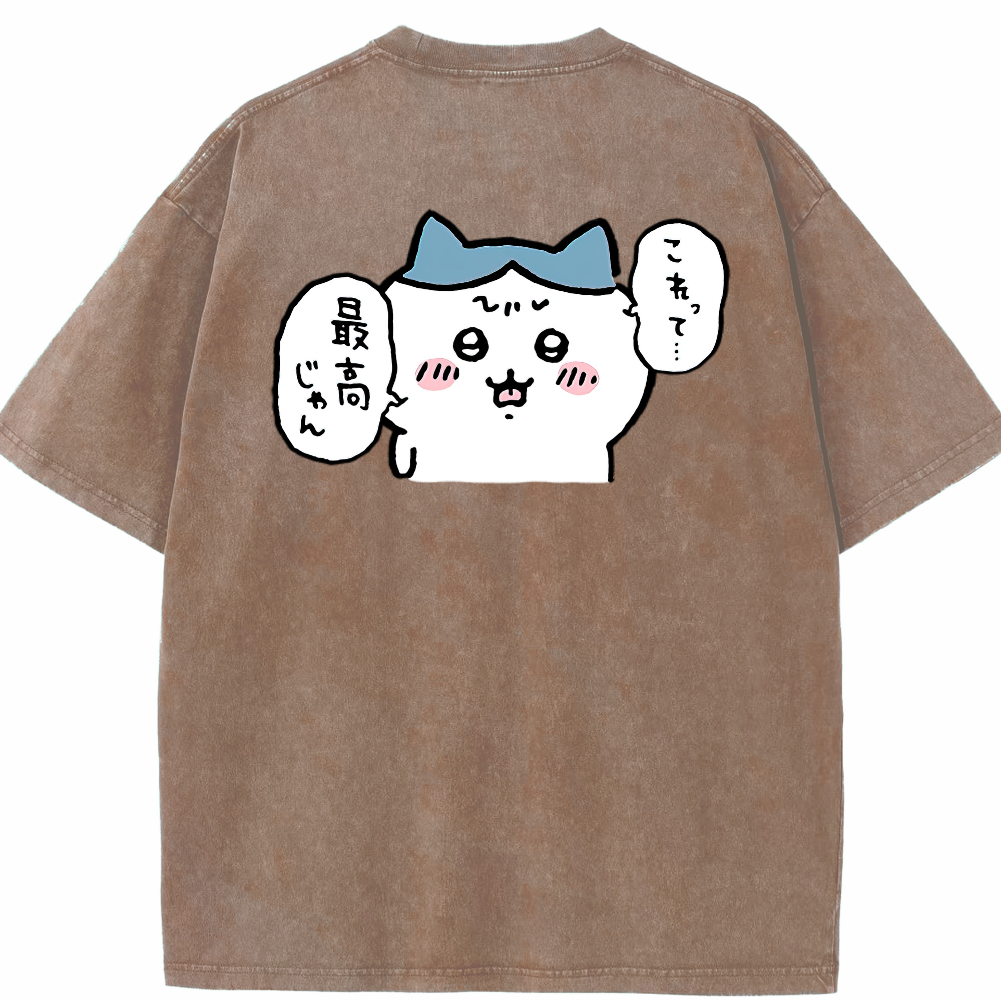（画像用） ちいかわ ハチワレ Chii-kawa hachiware 綿100% ヴィンテージ風 半袖Tシャツ（背面プリント）