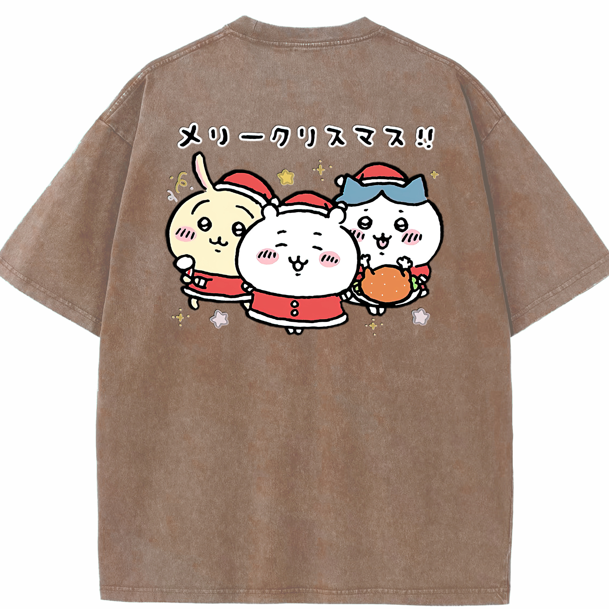 （画像用） ちいかわ ハチワレ Chii-kawa hachiware 綿100% ヴィンテージ風 半袖Tシャツ（背面プリント）