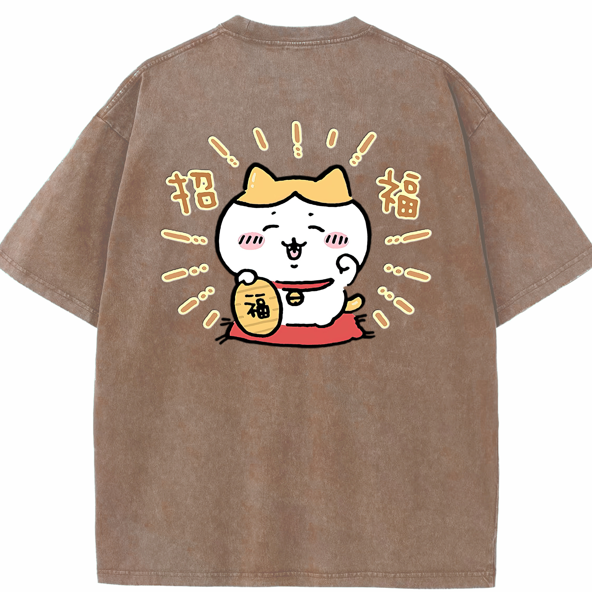 （画像用） ちいかわ ハチワレ Chii-kawa hachiware 綿100% ヴィンテージ風 半袖Tシャツ（背面プリント）