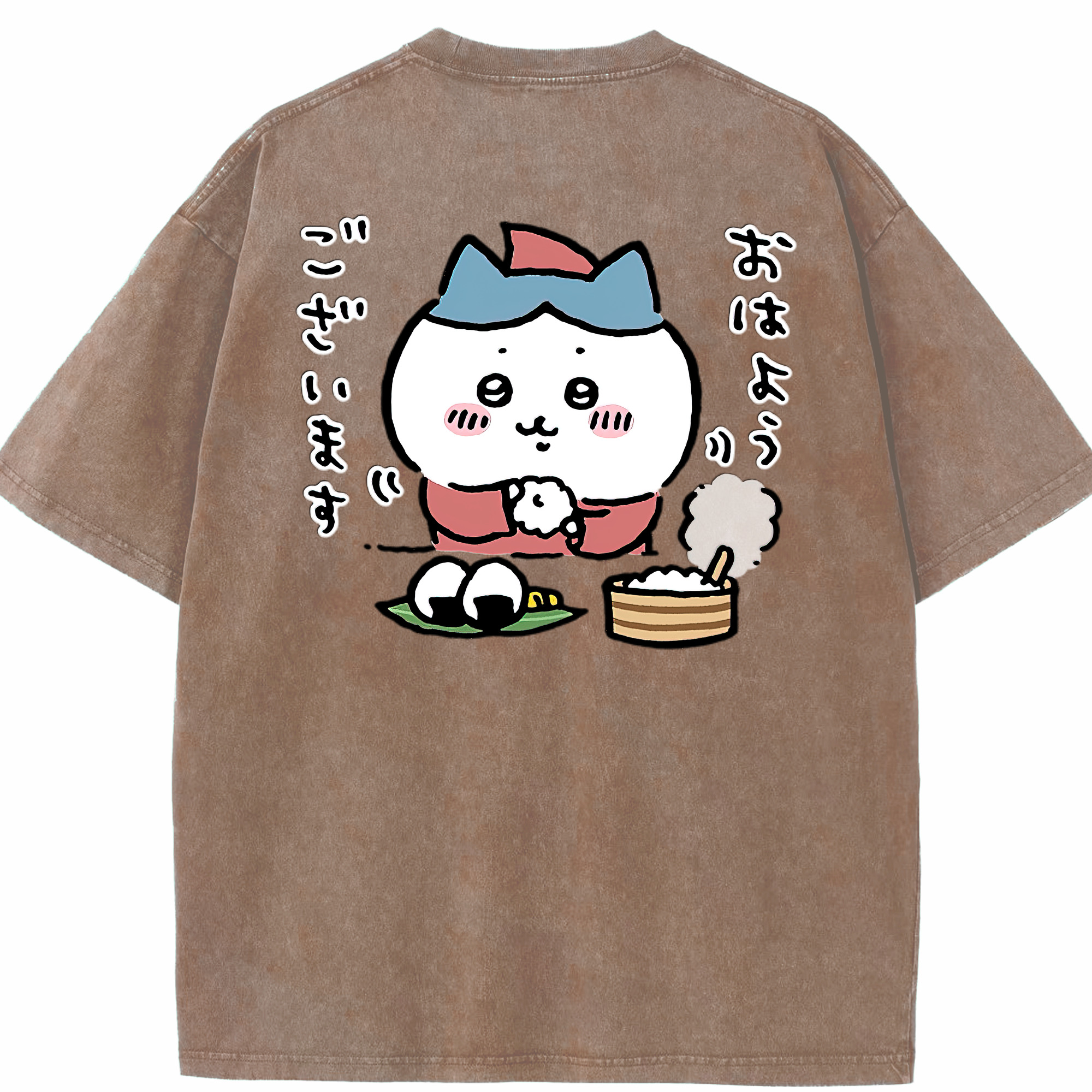 （画像用） ちいかわ ハチワレ Chii-kawa hachiware 綿100% ヴィンテージ風 半袖Tシャツ（背面プリント）