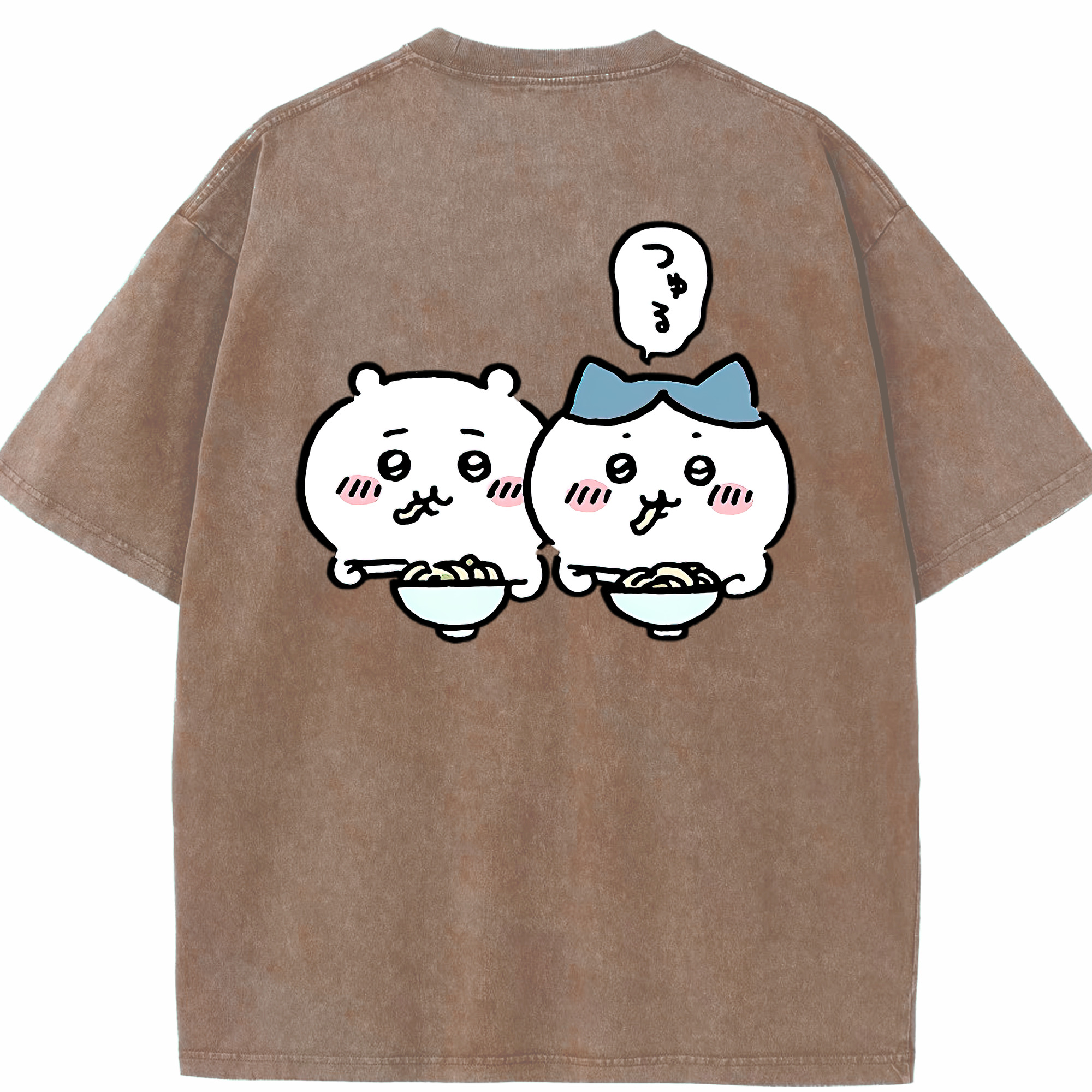 （画像用） ちいかわ ハチワレ Chii-kawa hachiware 綿100% ヴィンテージ風 半袖Tシャツ（背面プリント）