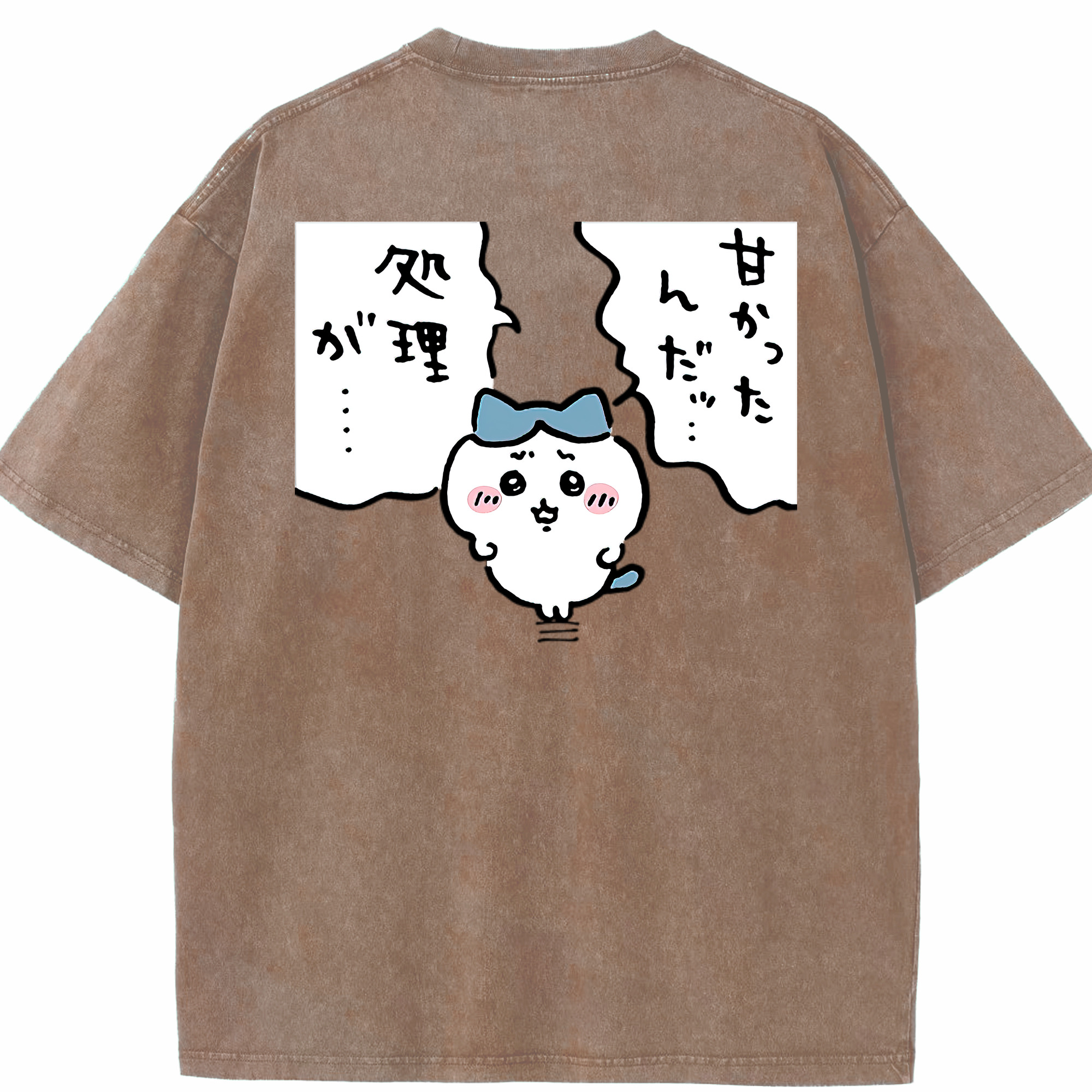 （画像用） ちいかわ ハチワレ Chii-kawa hachiware 綿100% ヴィンテージ風 半袖Tシャツ（背面プリント）