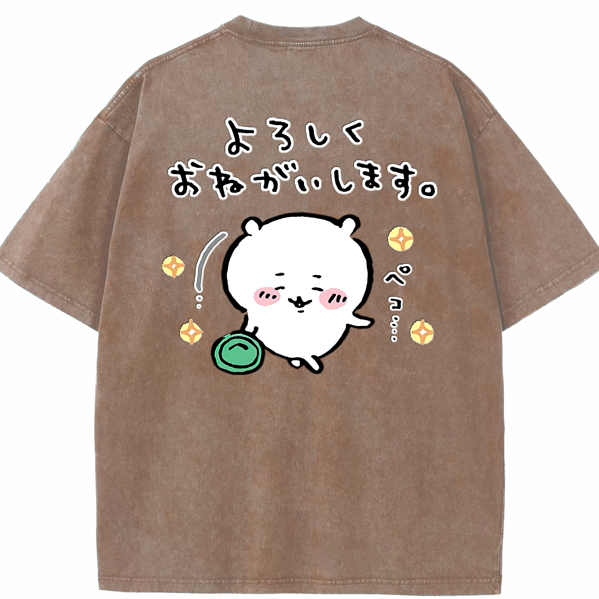 （画像用） ちいかわ ちいかわ Chii-kawa chiikawa 綿100% ヴィンテージ風 半袖Tシャツ（背面プリント）