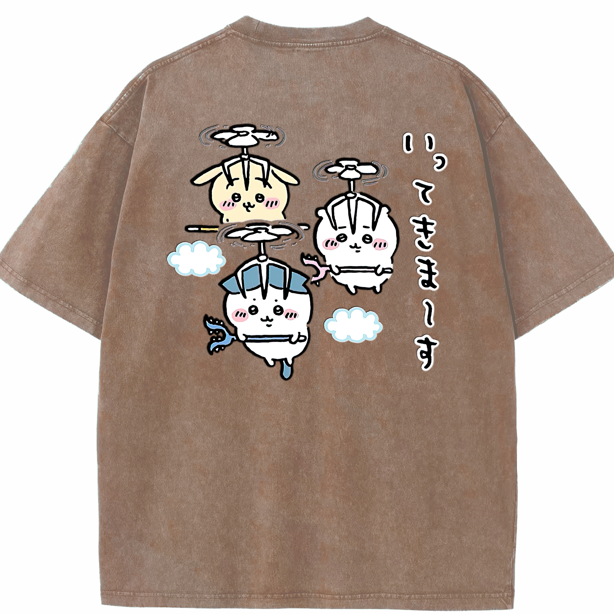 （画像用） ちいかわ ちいかわ Chii-kawa chiikawa 綿100% ヴィンテージ風 半袖Tシャツ（背面プリント）