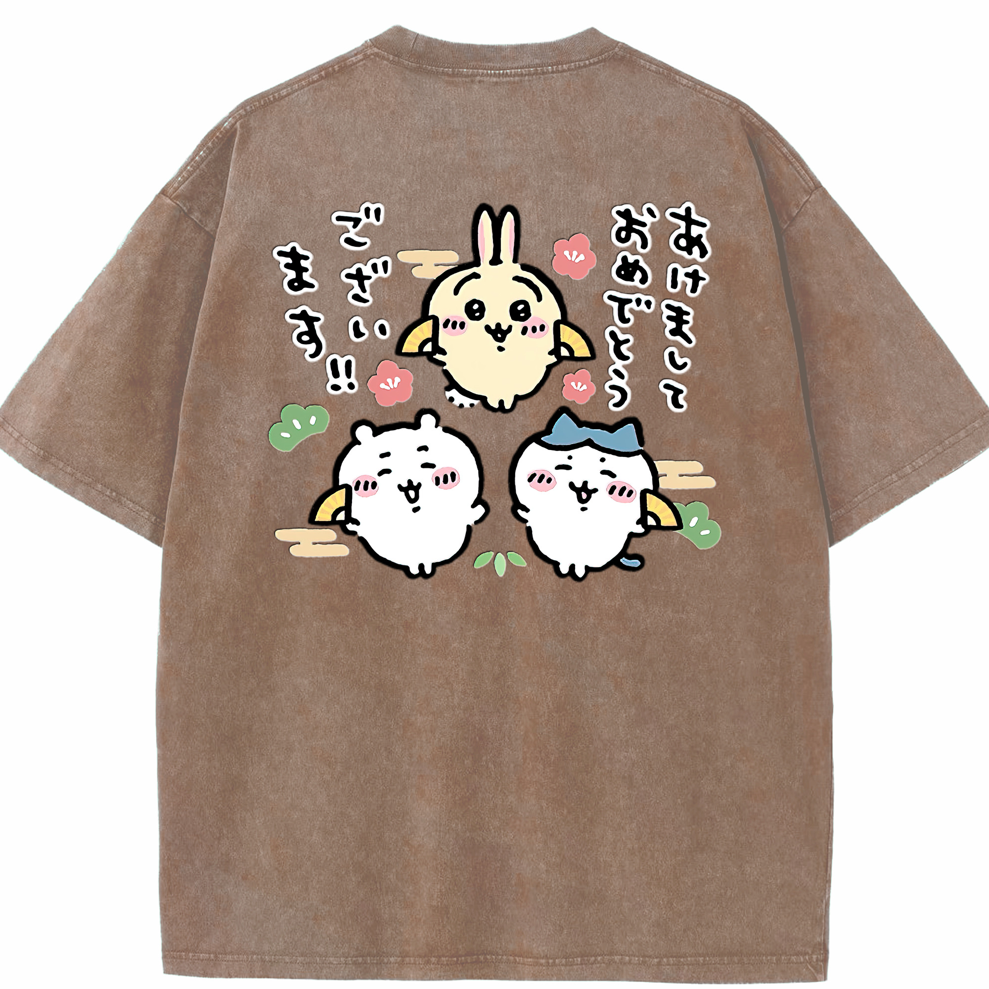（画像用） ちいかわ ちいかわ Chii-kawa chiikawa 綿100% ヴィンテージ風 半袖Tシャツ（背面プリント）