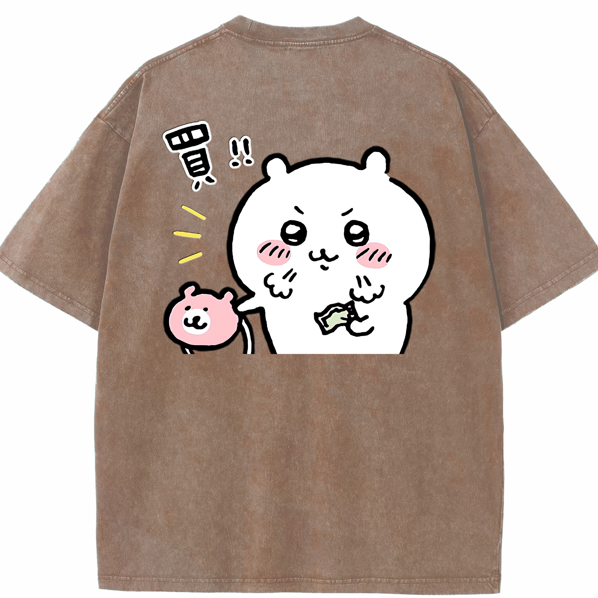 （画像用） ちいかわ ちいかわ Chii-kawa chiikawa 綿100% ヴィンテージ風 半袖Tシャツ（背面プリント）