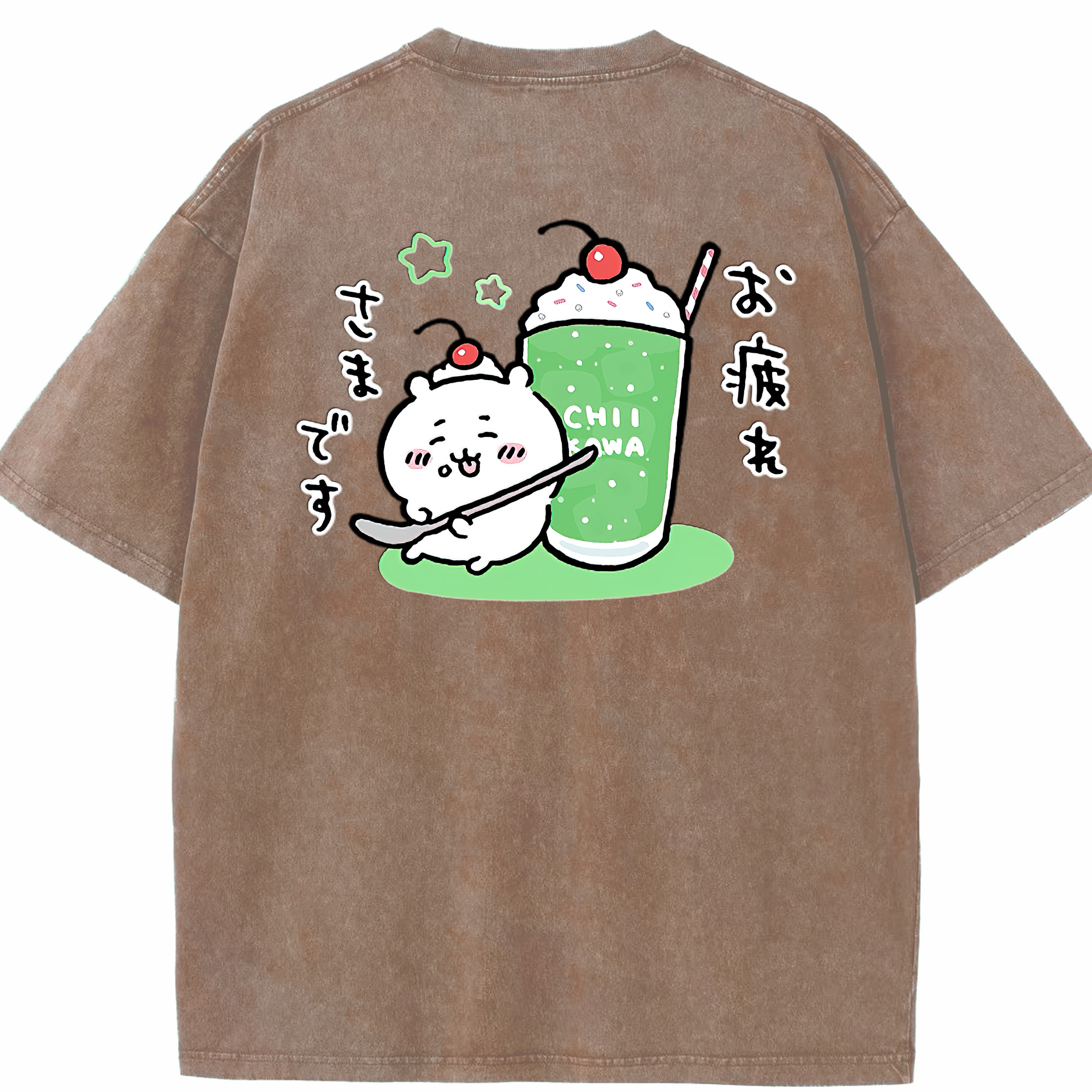 （画像用） ちいかわ ちいかわ Chii-kawa chiikawa 綿100% ヴィンテージ風 半袖Tシャツ（背面プリント）