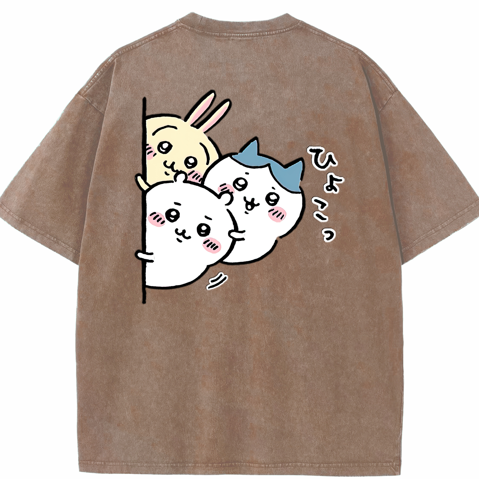 （画像用） ちいかわ うさぎ Chii-kawa usagi 綿100% ヴィンテージ風 半袖Tシャツ（背面プリント）