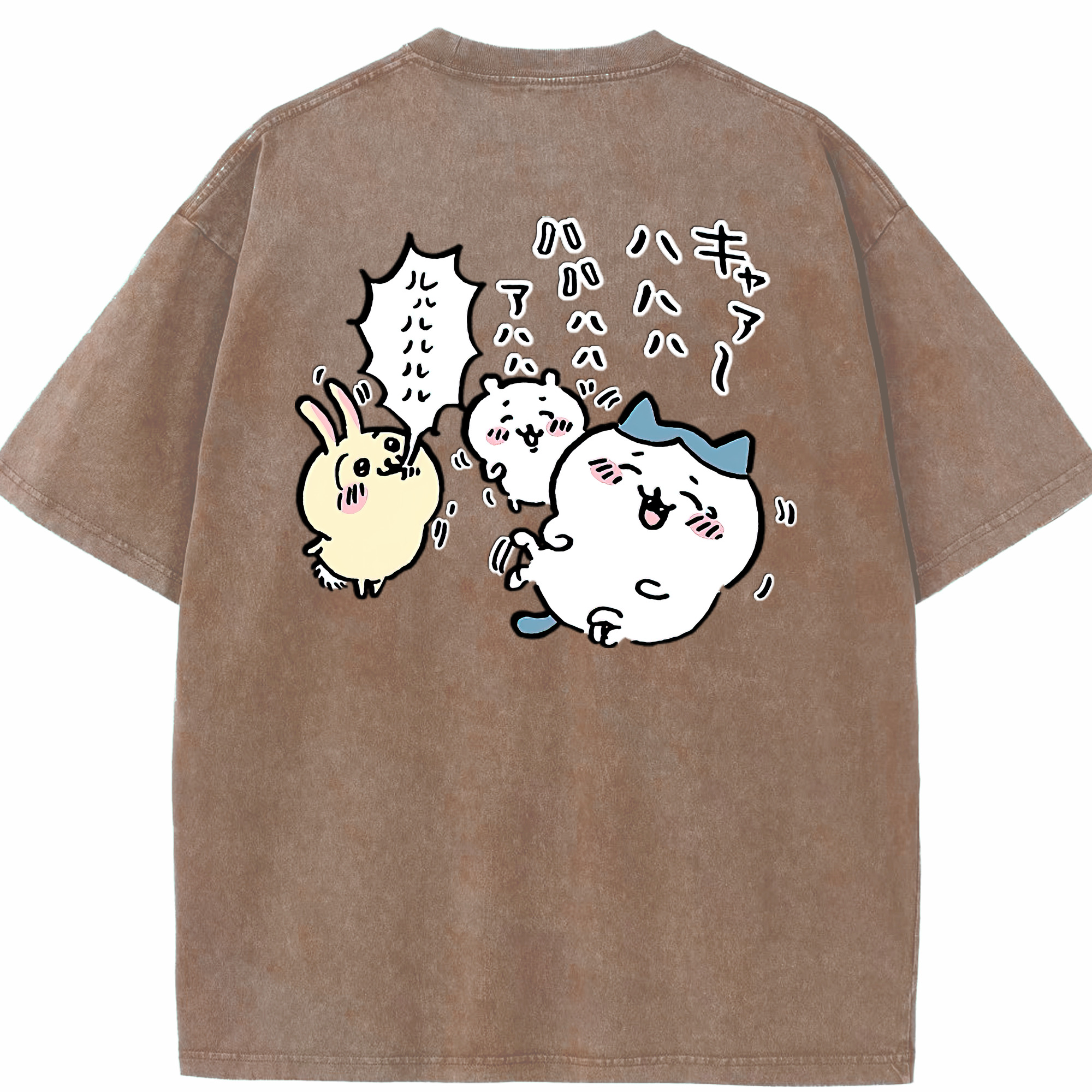 （画像用） ちいかわ うさぎ Chii-kawa usagi 綿100% ヴィンテージ風 半袖Tシャツ（背面プリント）
