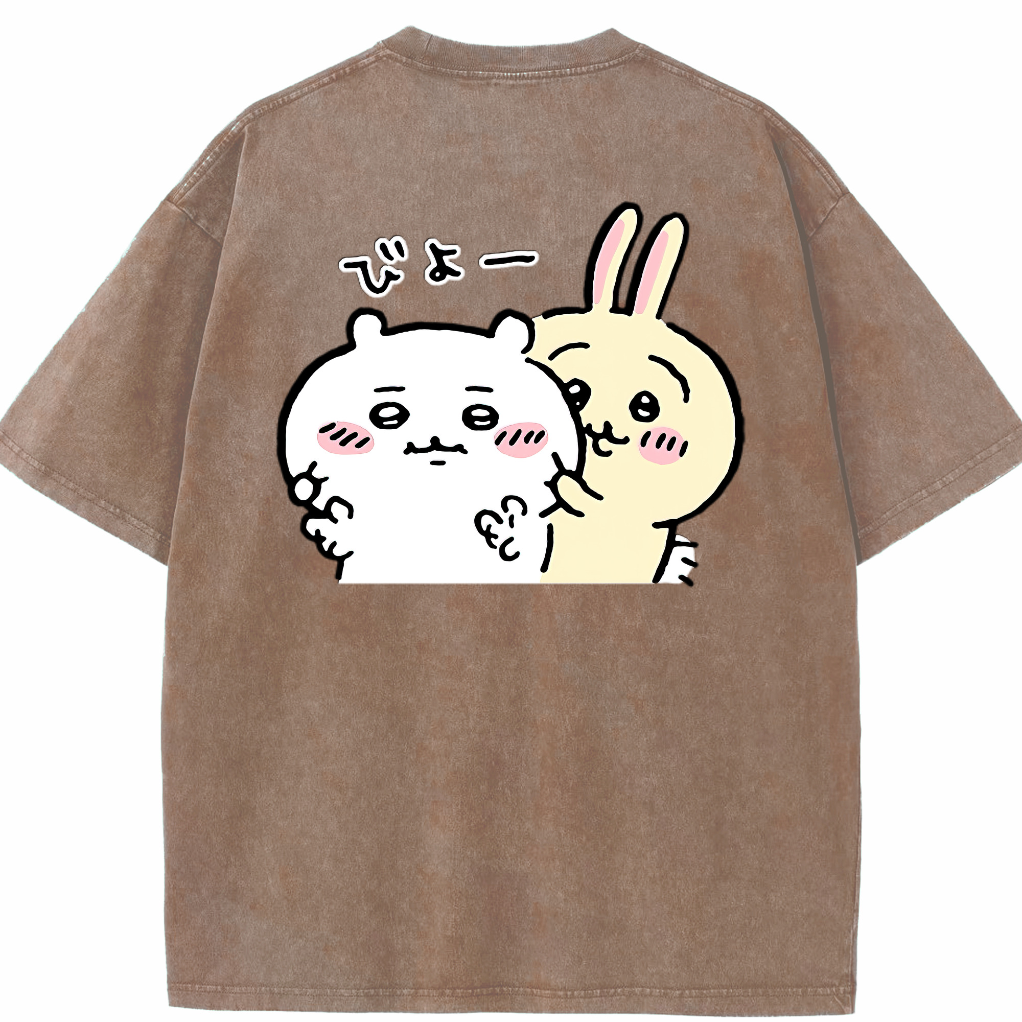 （画像用） ちいかわ うさぎ Chii-kawa usagi 綿100% ヴィンテージ風 半袖Tシャツ（背面プリント）