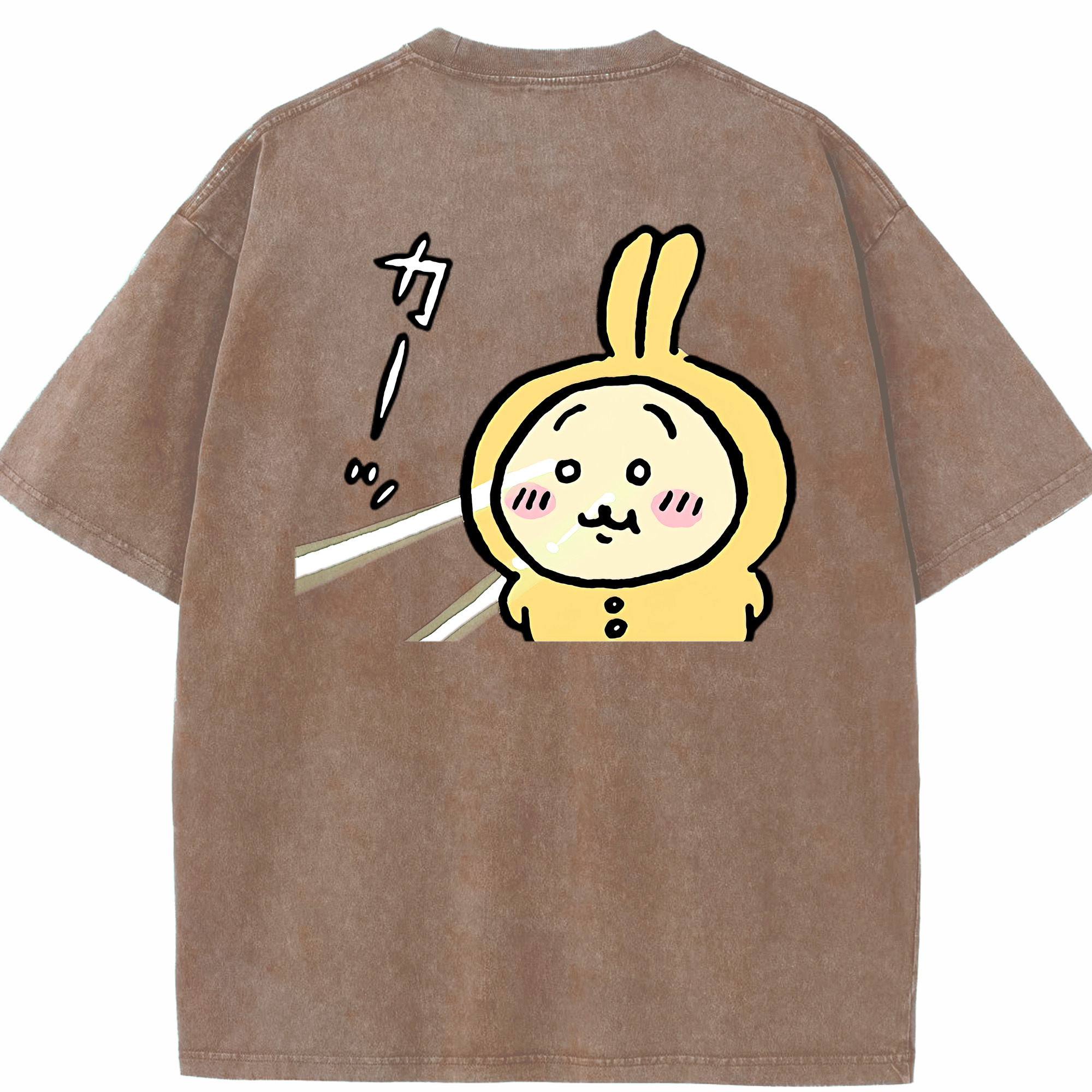 （画像用） ちいかわ うさぎ Chii-kawa usagi 綿100% ヴィンテージ風 半袖Tシャツ（背面プリント）