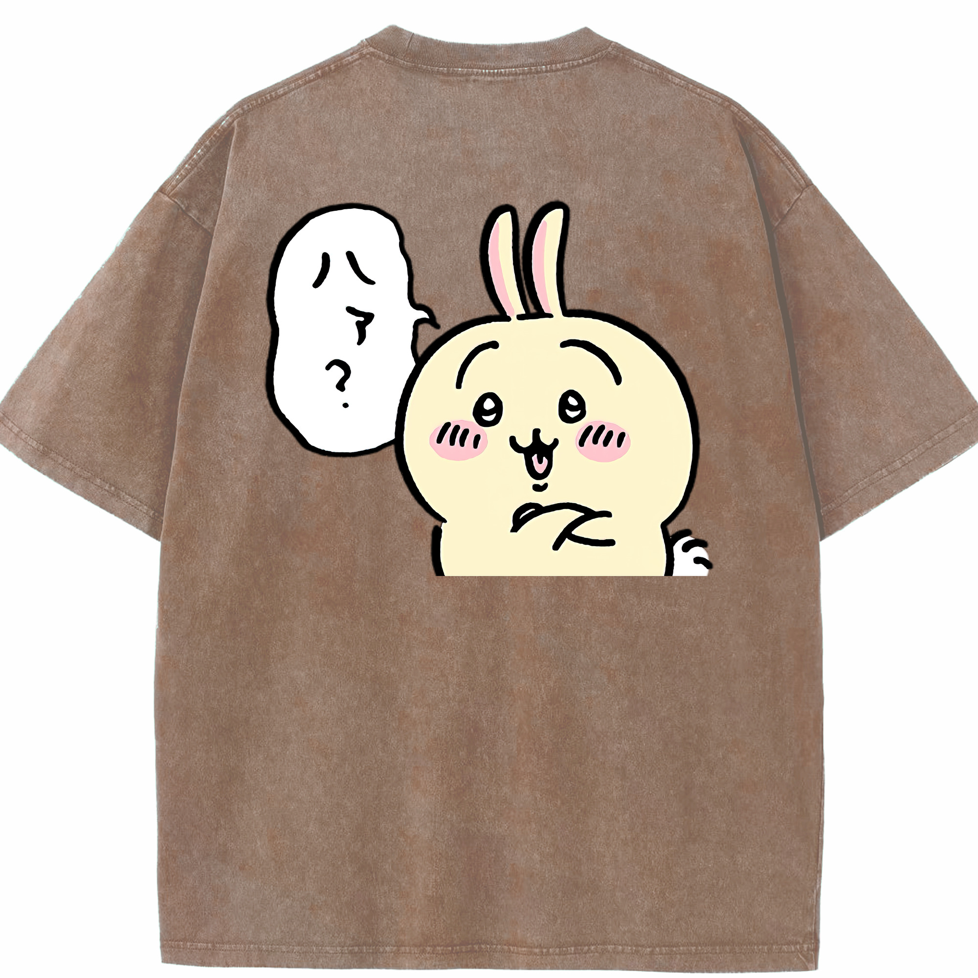 （画像用） ちいかわ うさぎ Chii-kawa usagi 綿100% ヴィンテージ風 半袖Tシャツ（背面プリント）