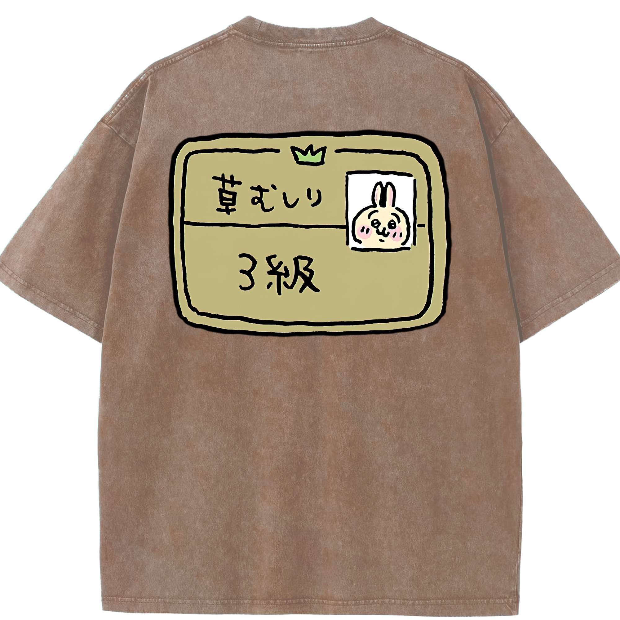 （画像用） ちいかわ うさぎ Chii-kawa usagi 綿100% ヴィンテージ風 半袖Tシャツ（背面プリント）