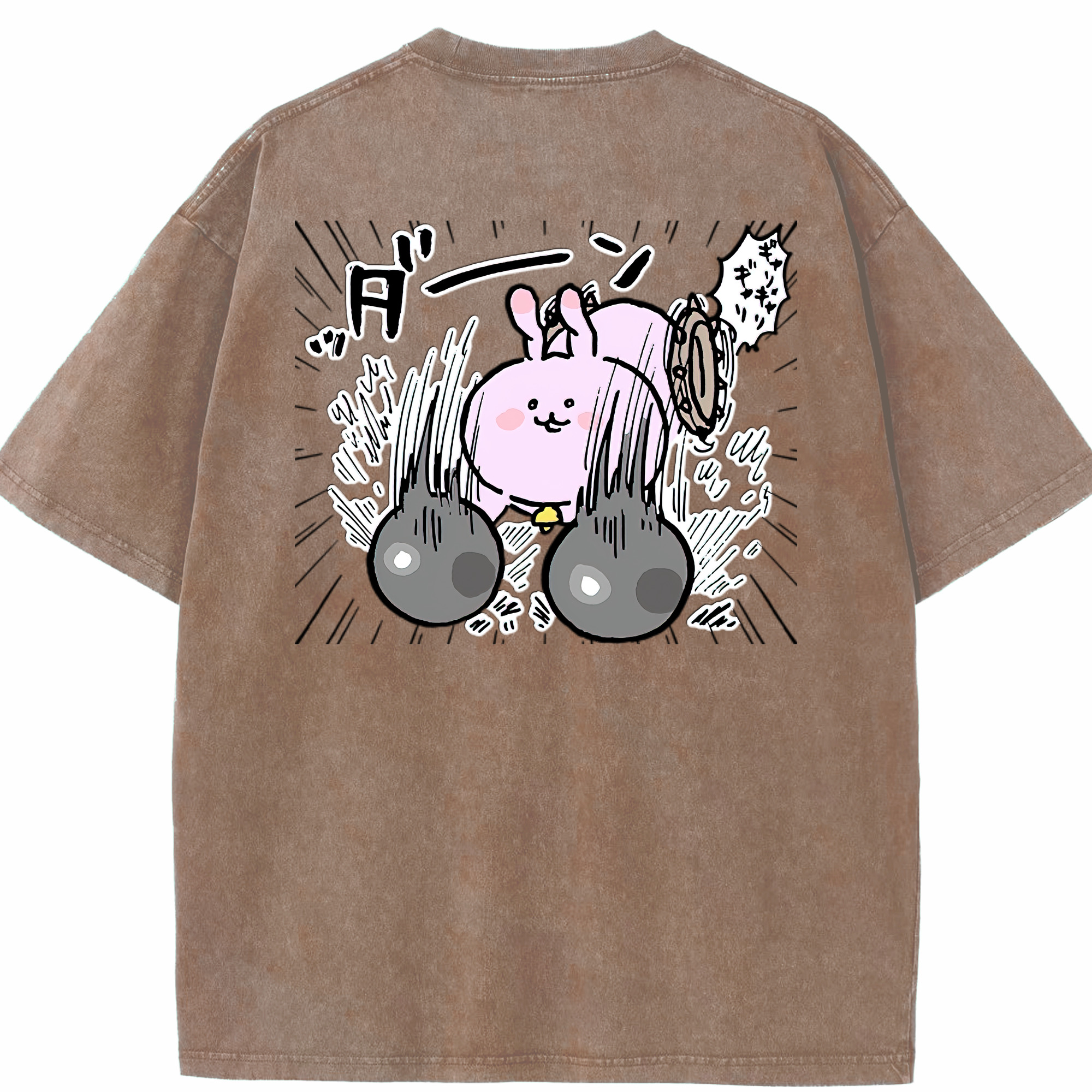 （画像用） ちいかわ うさぎ Chii-kawa usagi 綿100% ヴィンテージ風 半袖Tシャツ（背面プリント）