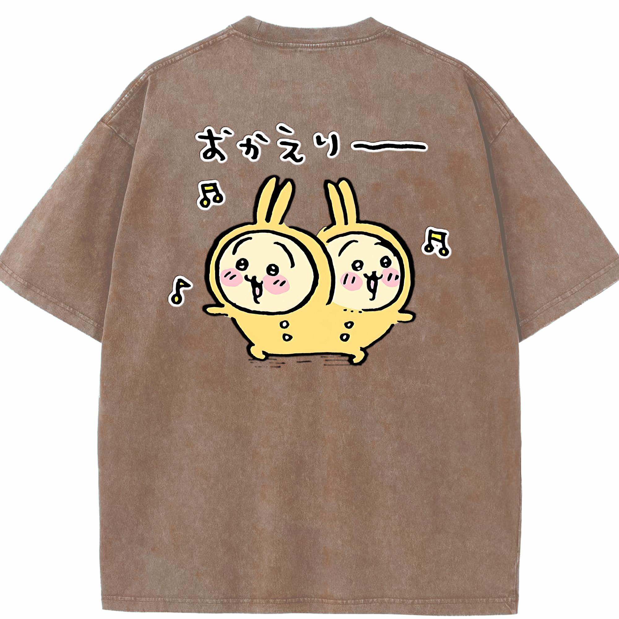 （画像用） ちいかわ うさぎ Chii-kawa usagi 綿100% ヴィンテージ風 半袖Tシャツ（背面プリント）