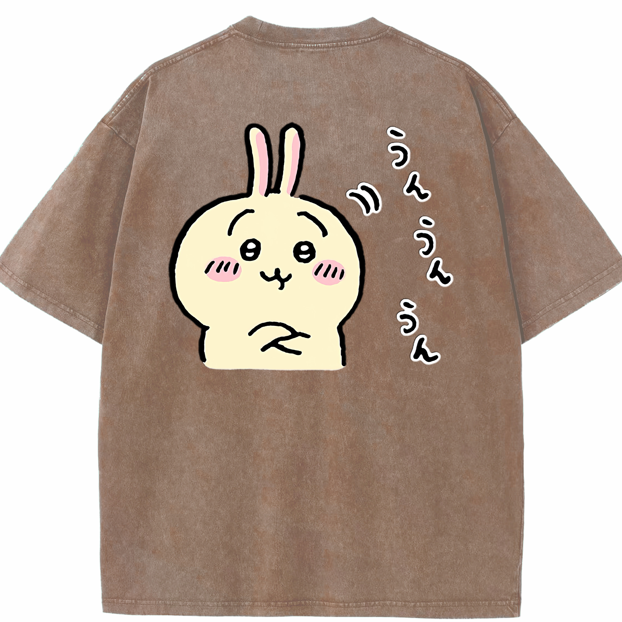 （画像用） ちいかわ うさぎ Chii-kawa usagi 綿100% ヴィンテージ風 半袖Tシャツ（背面プリント）