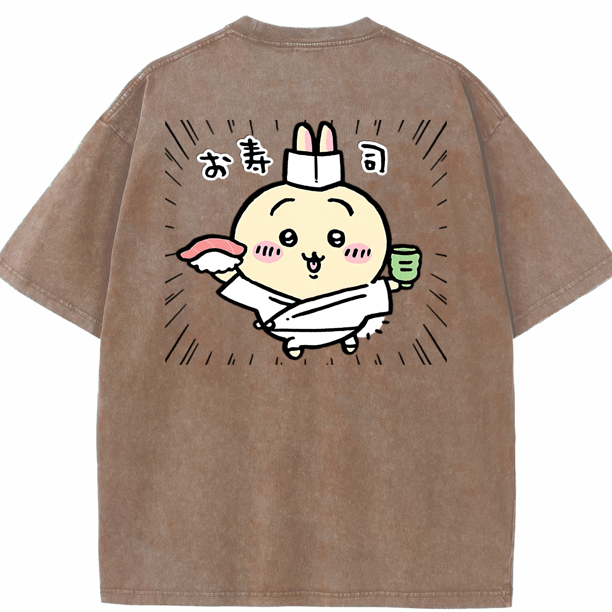 （画像用） ちいかわ うさぎ Chii-kawa usagi 綿100% ヴィンテージ風 半袖Tシャツ（背面プリント）