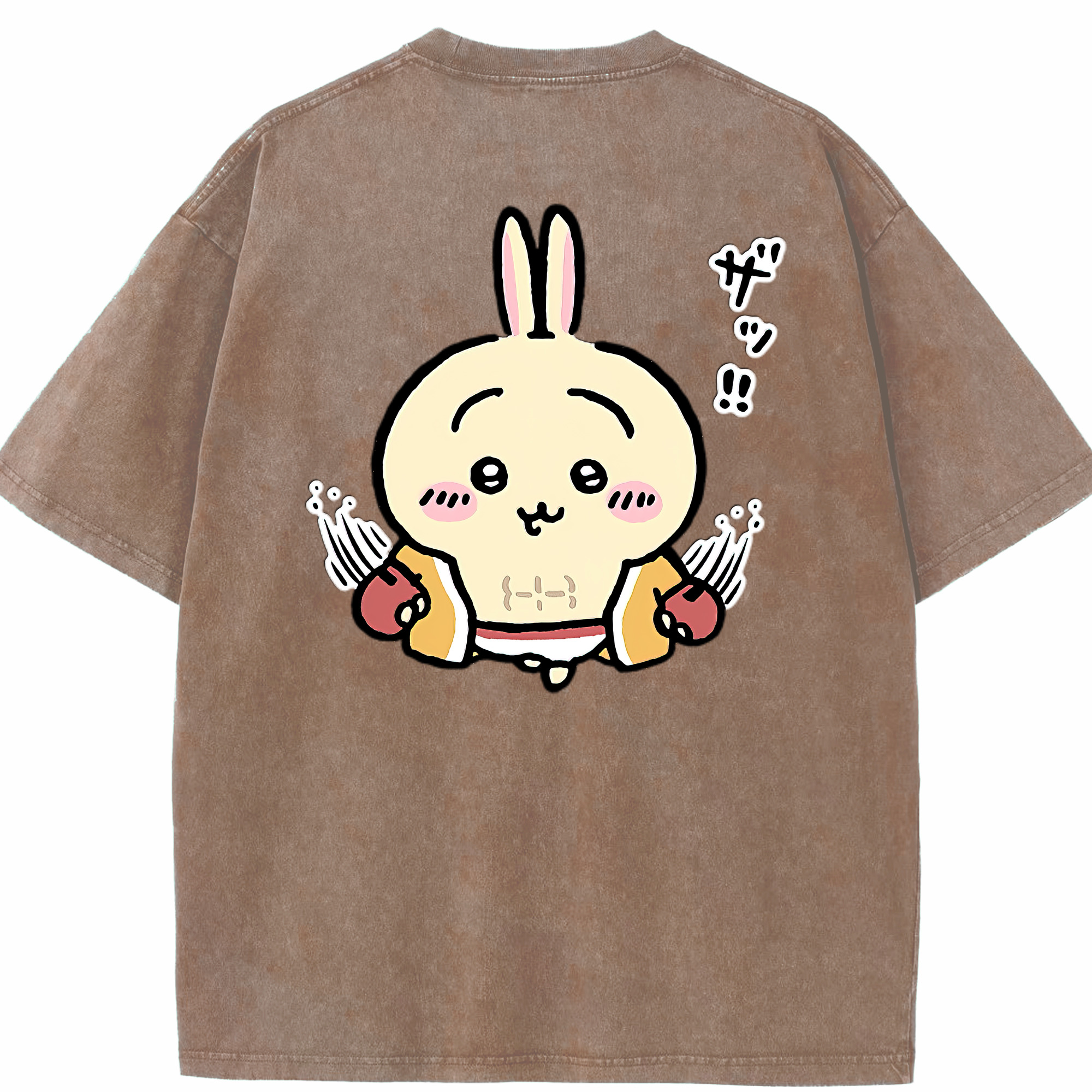 （画像用） ちいかわ うさぎ Chii-kawa usagi 綿100% ヴィンテージ風 半袖Tシャツ（背面プリント）